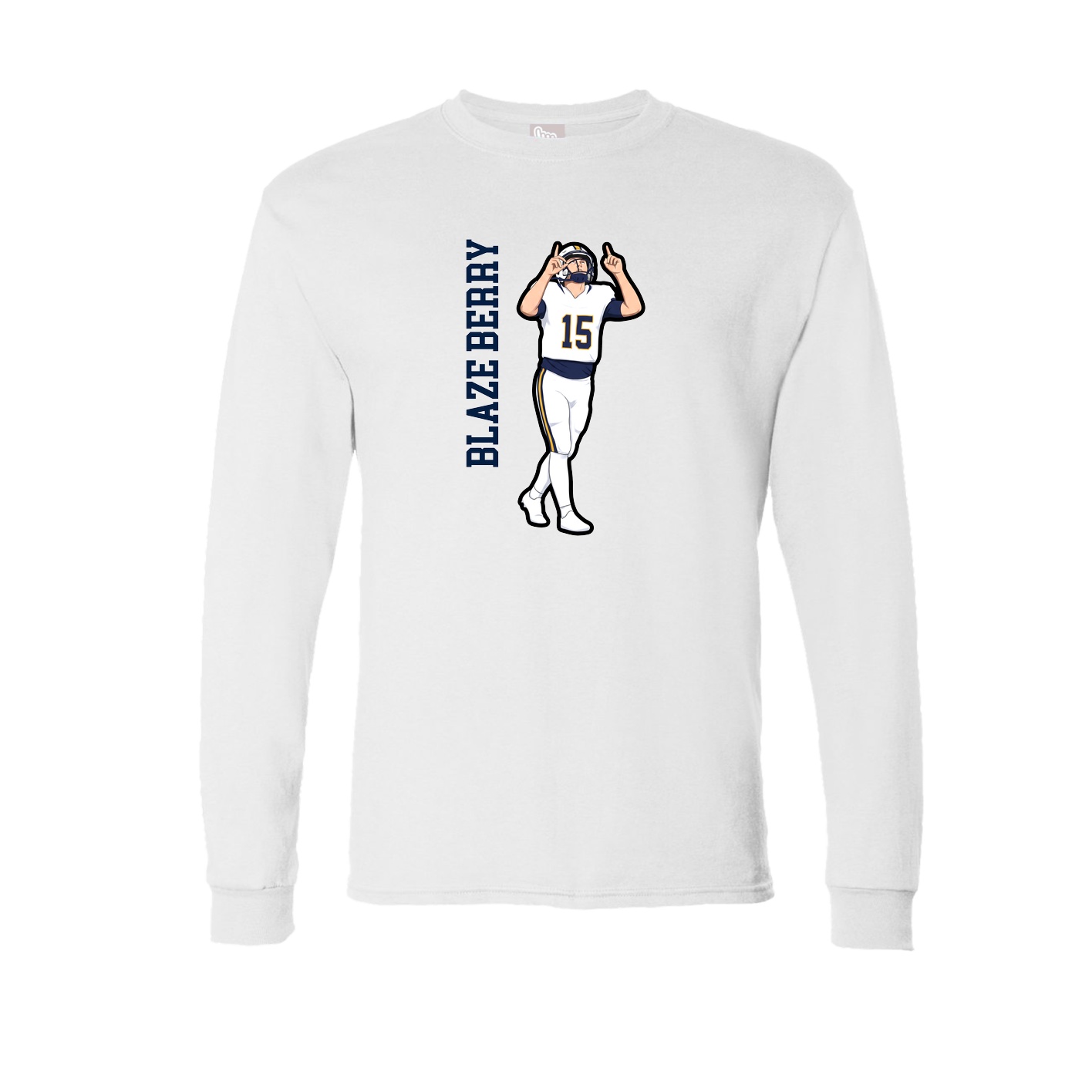 Long Sleeve Tee — Name Vertical in White