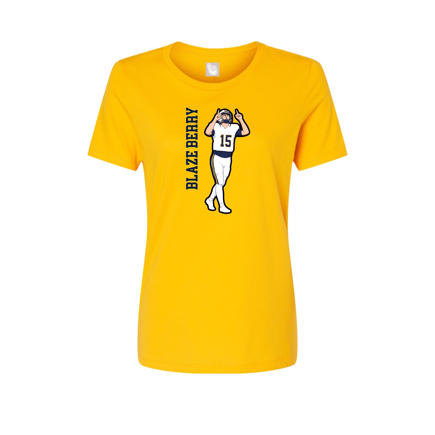 Fitted Women's Tee — Name Vertical in Gold
