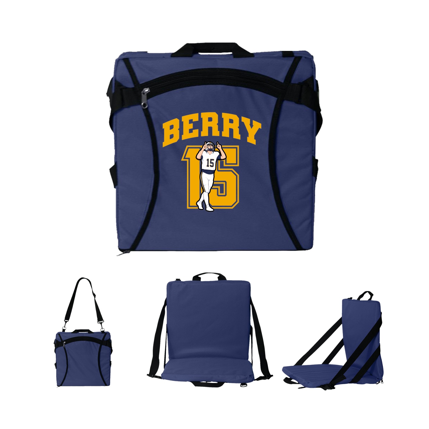 Folding Stadium Seat — Number in Navy