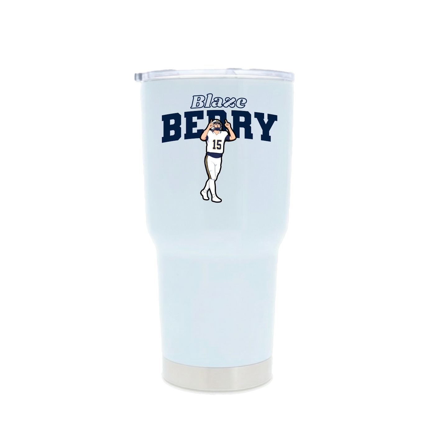 30oz Stainless Steel Tumbler — Name Arch in White