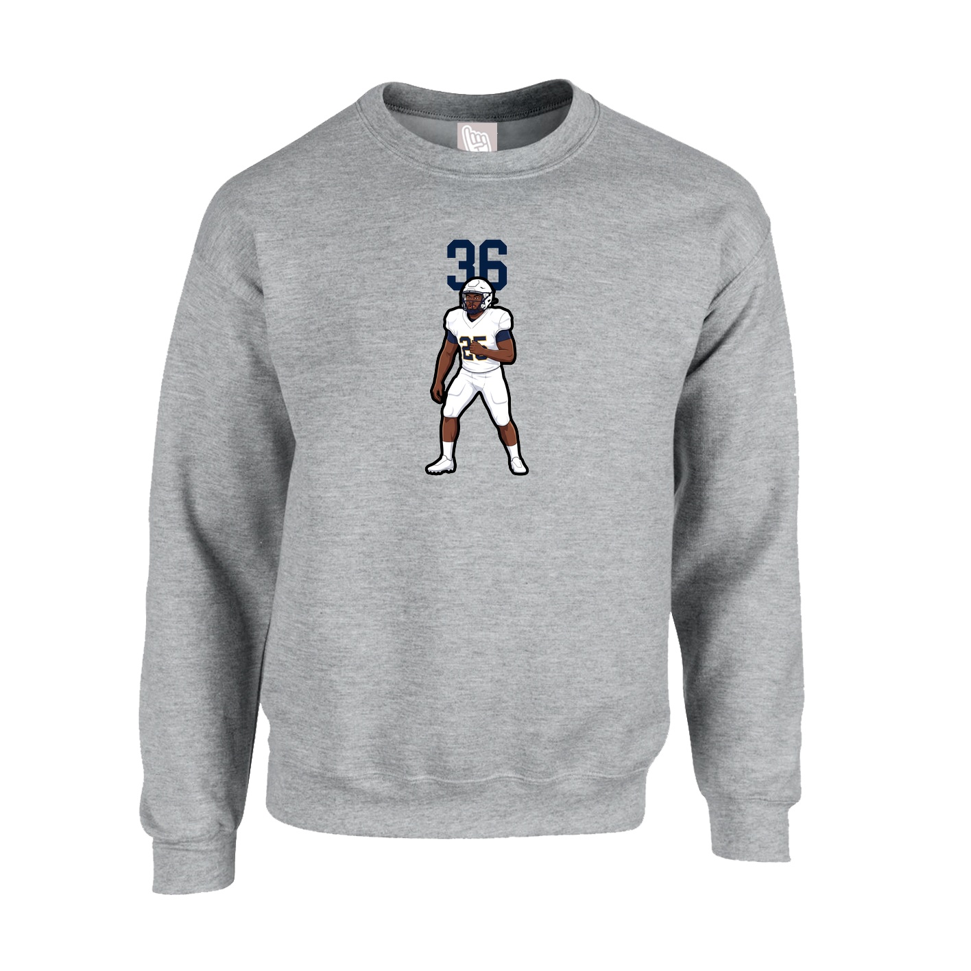 Fleece Crew — Number Top in Grey