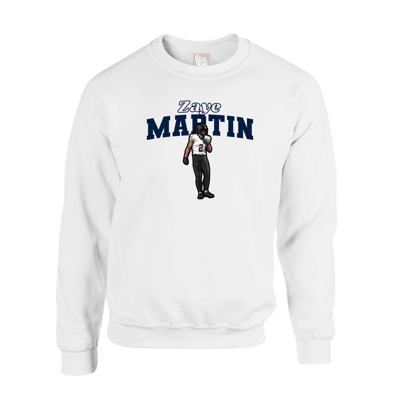 Fleece Crew — Name Arch in White
