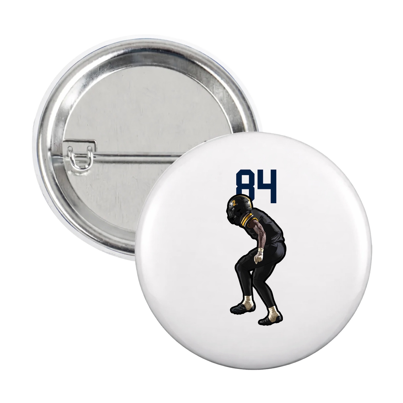 Game Day Button — Number Top in White