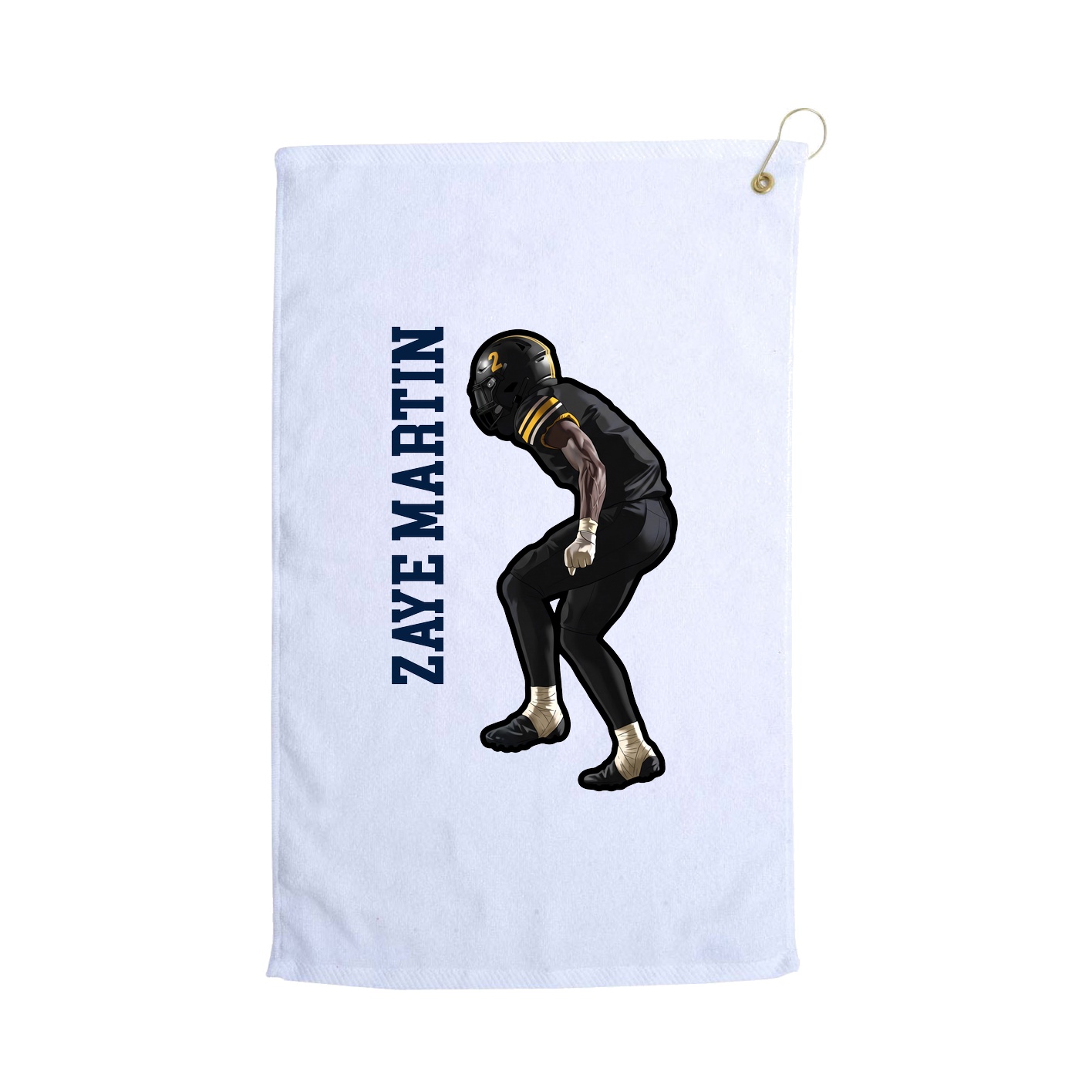 Golf Towel — Name Vertical in White