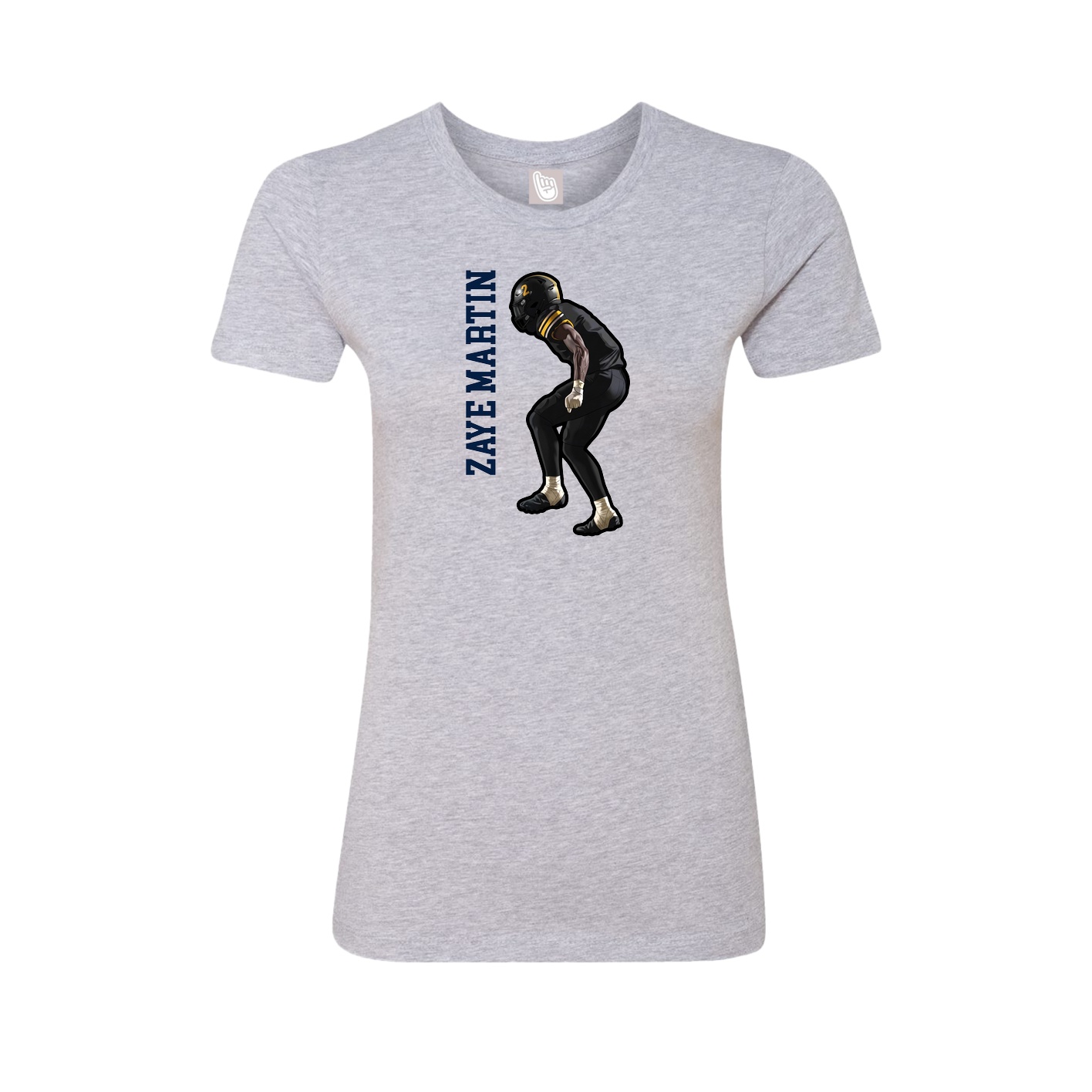 Fitted Women's Tee — Name Vertical in Grey