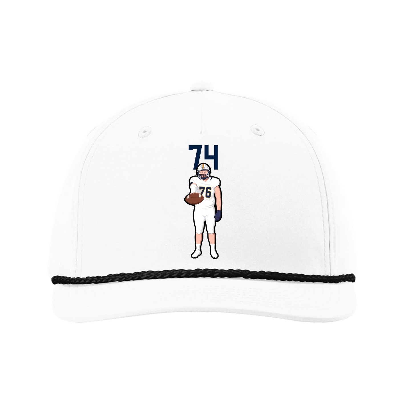 Five-Panel Classic Rope Cap — Number Top in White