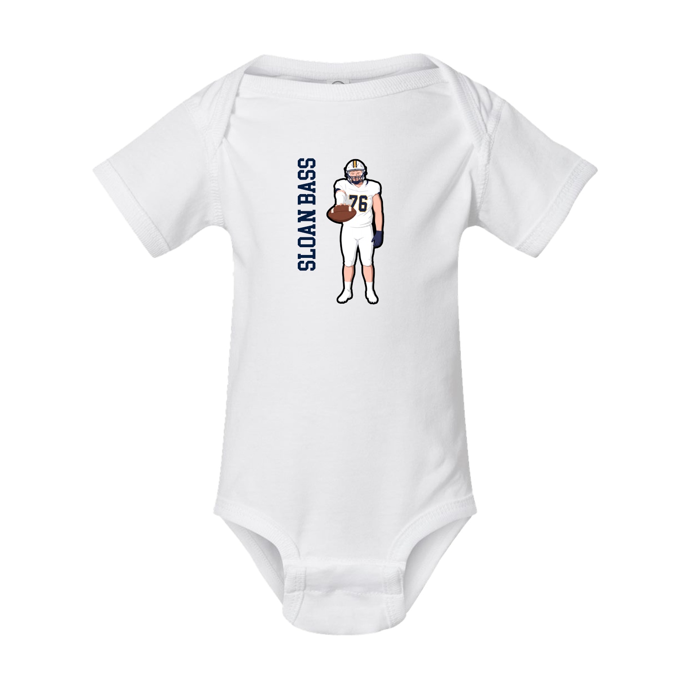 Baby Onesie — Name Vertical in White
