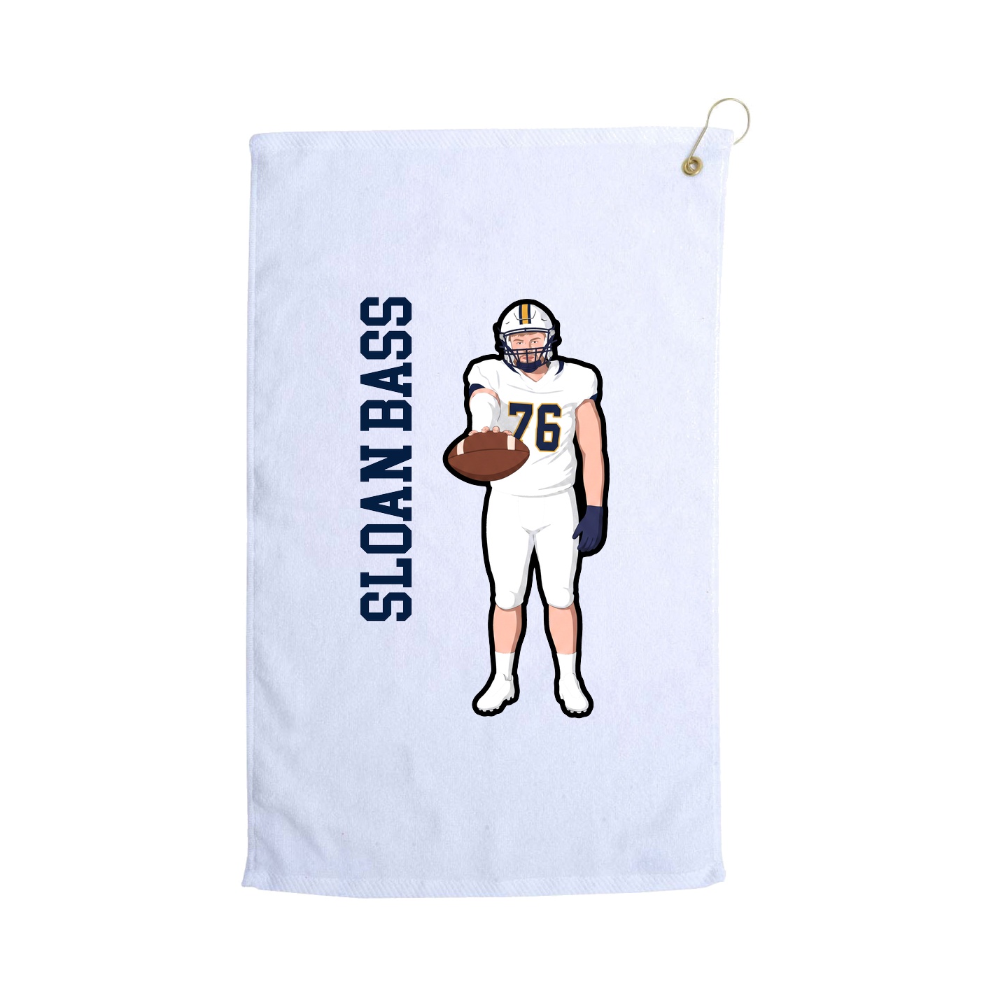 Golf Towel — Name Vertical in White