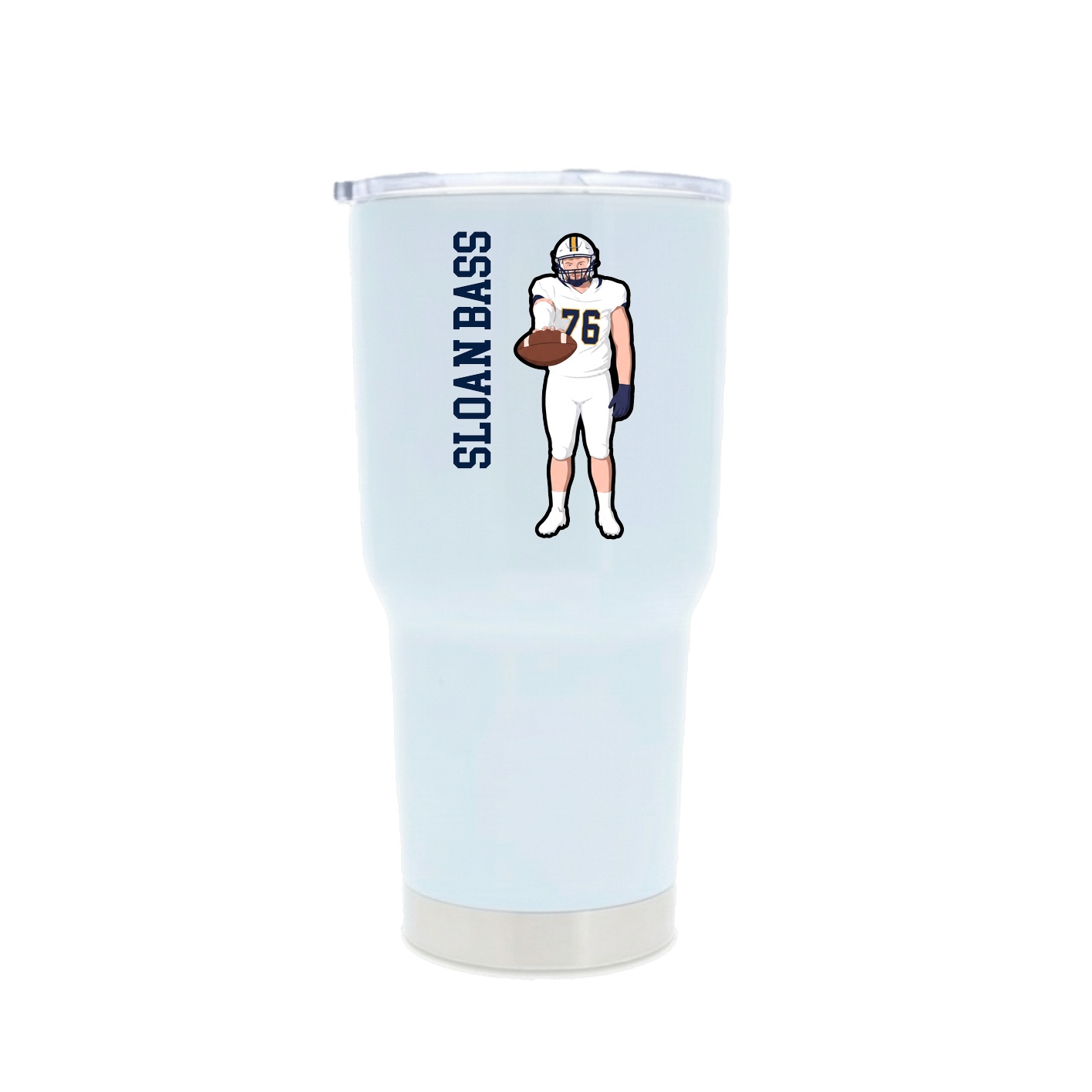 30oz Stainless Steel Tumbler — Name Vertical in White