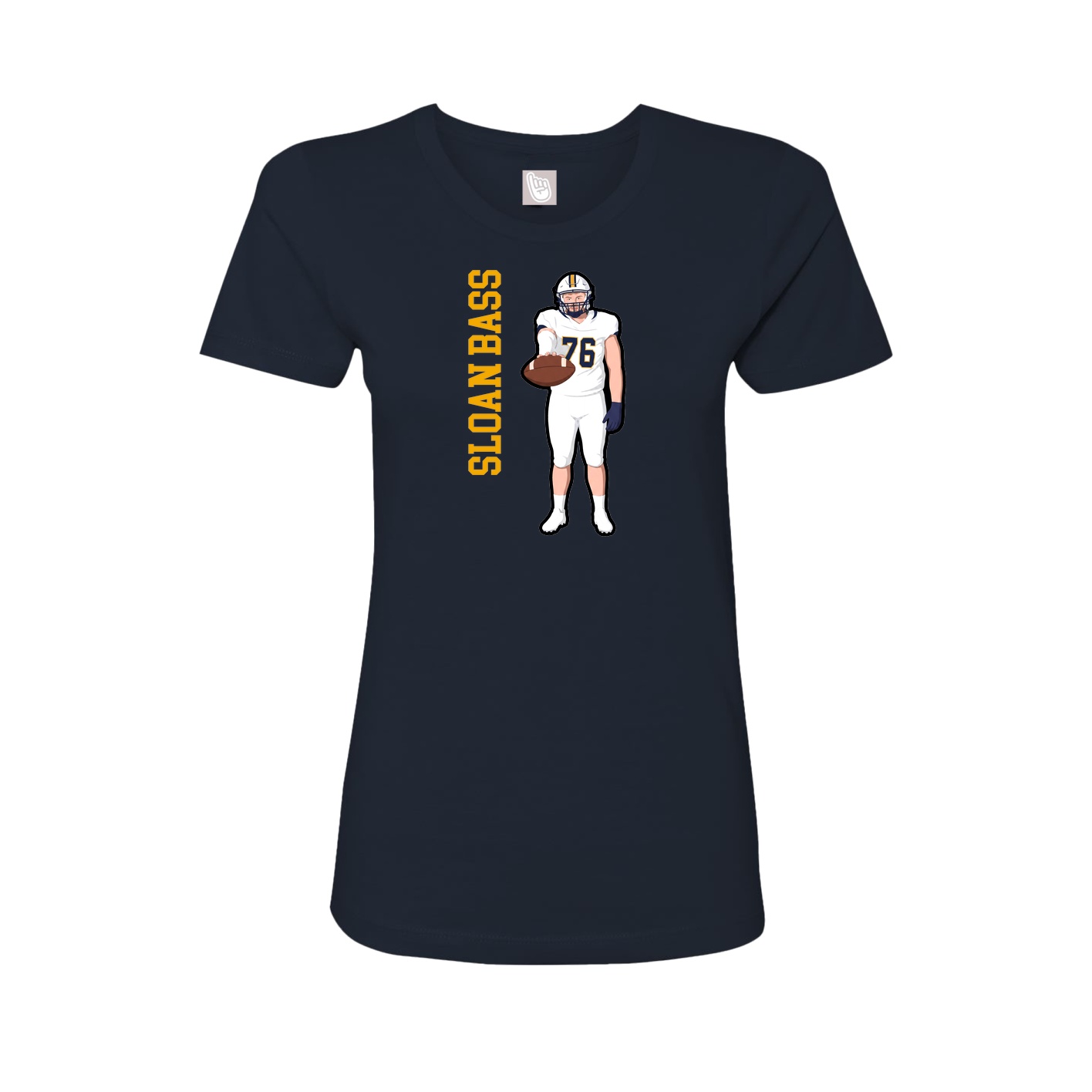 Fitted Women's Tee — Name Vertical in Navy