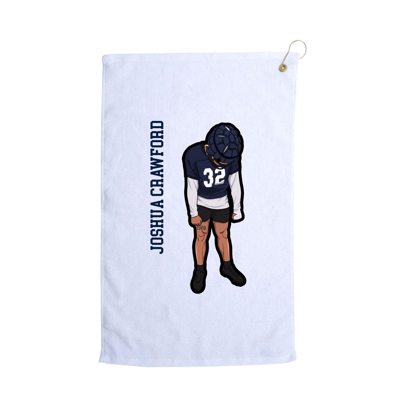 Golf Towel — Name Vertical in White