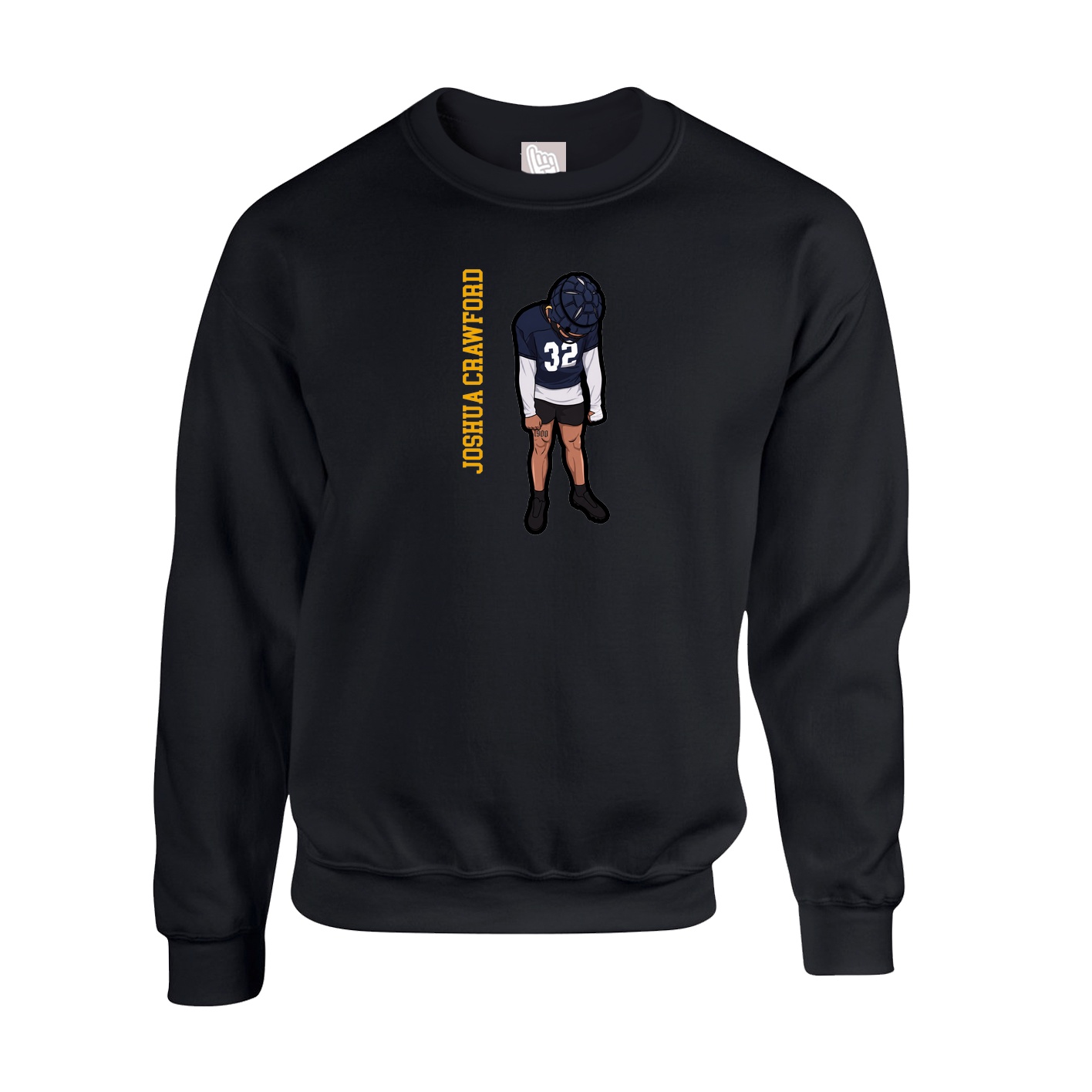 Fleece Crew — Name Vertical in Black