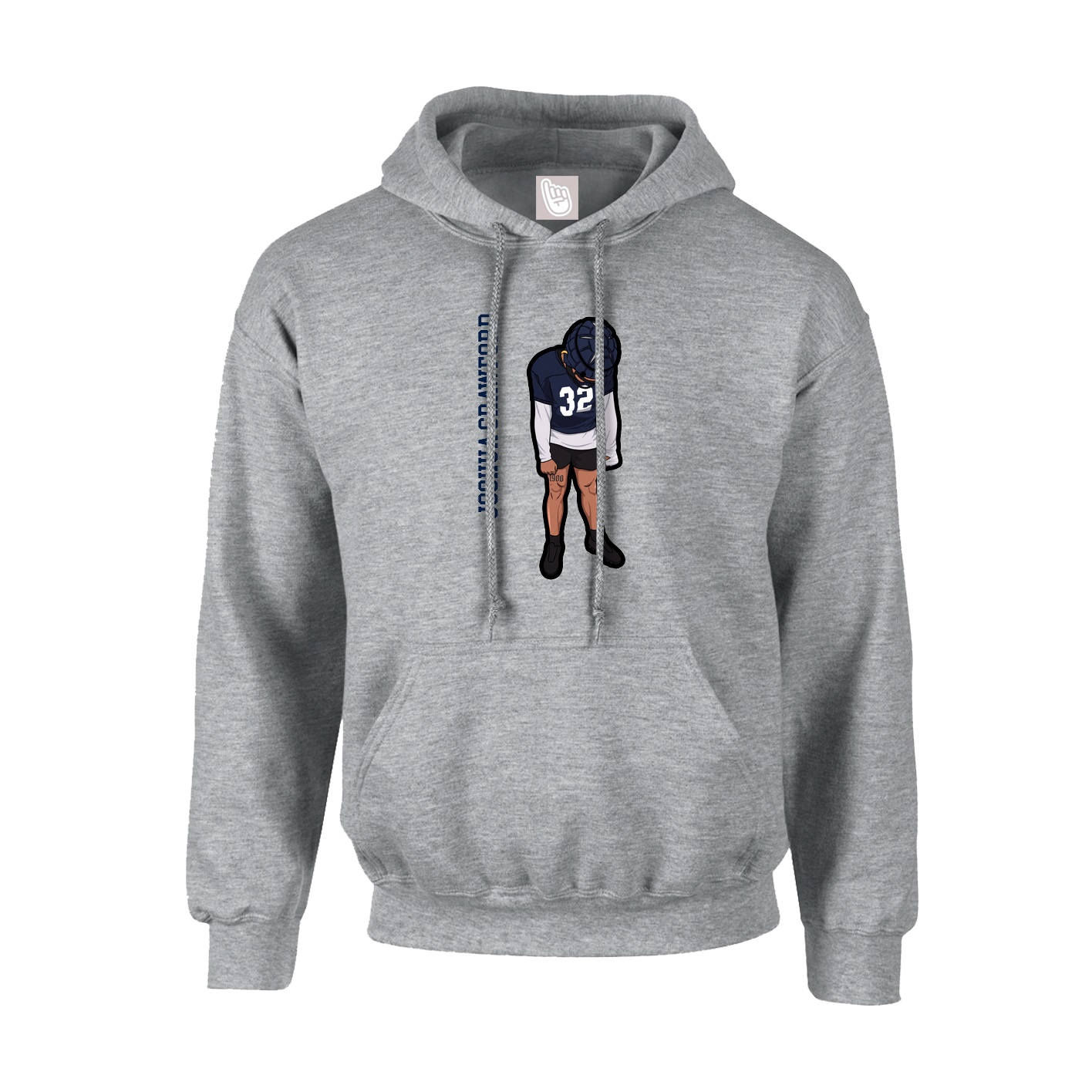 Youth Hoodie — Name Vertical in Grey