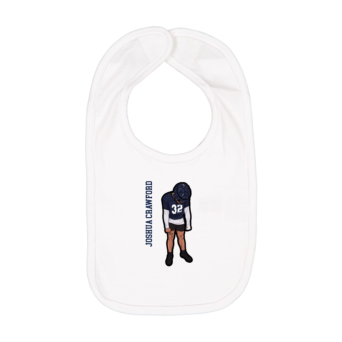 Infant Bib — Name Vertical in White