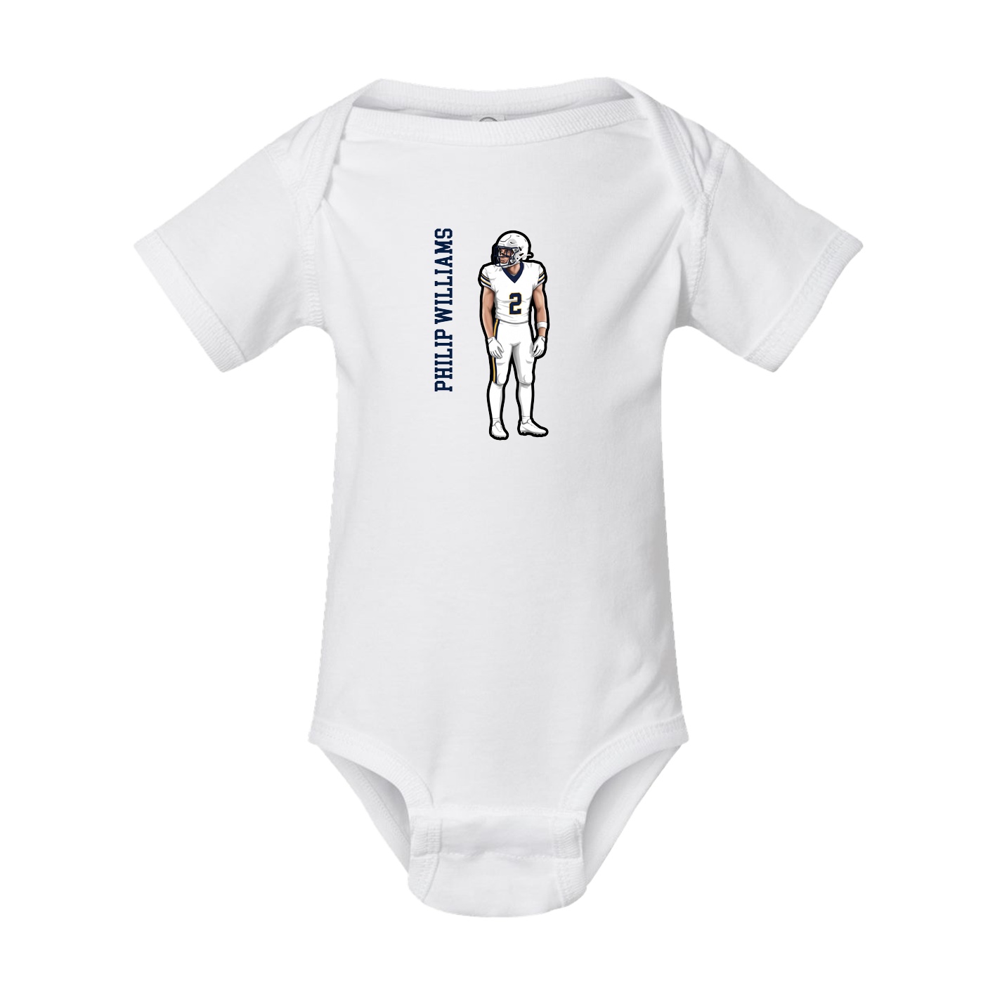 Baby Onesie — Name Vertical in White