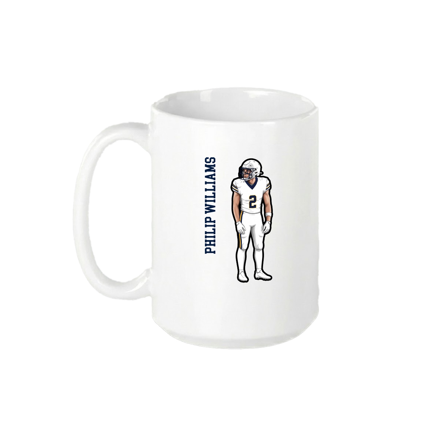 15oz Coffee Mug — Name Vertical in White