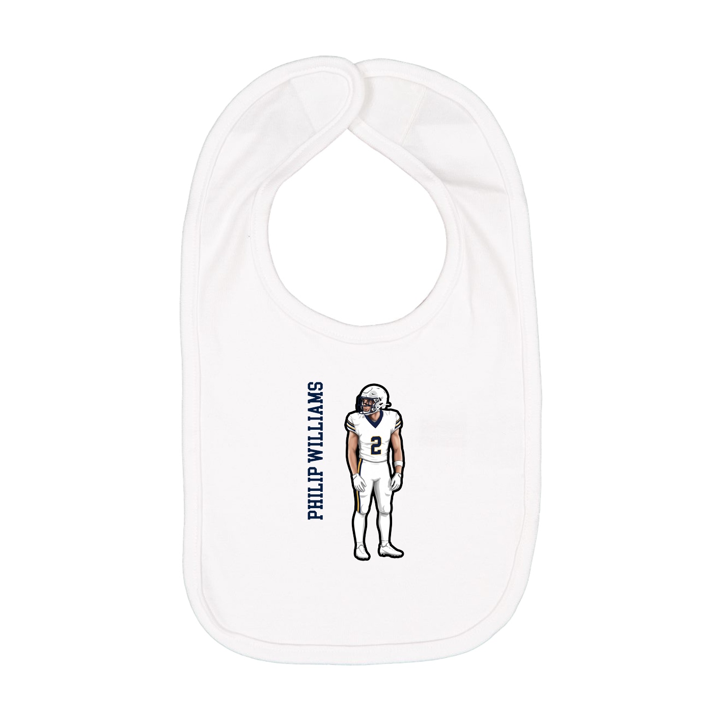 Infant Bib — Name Vertical in White