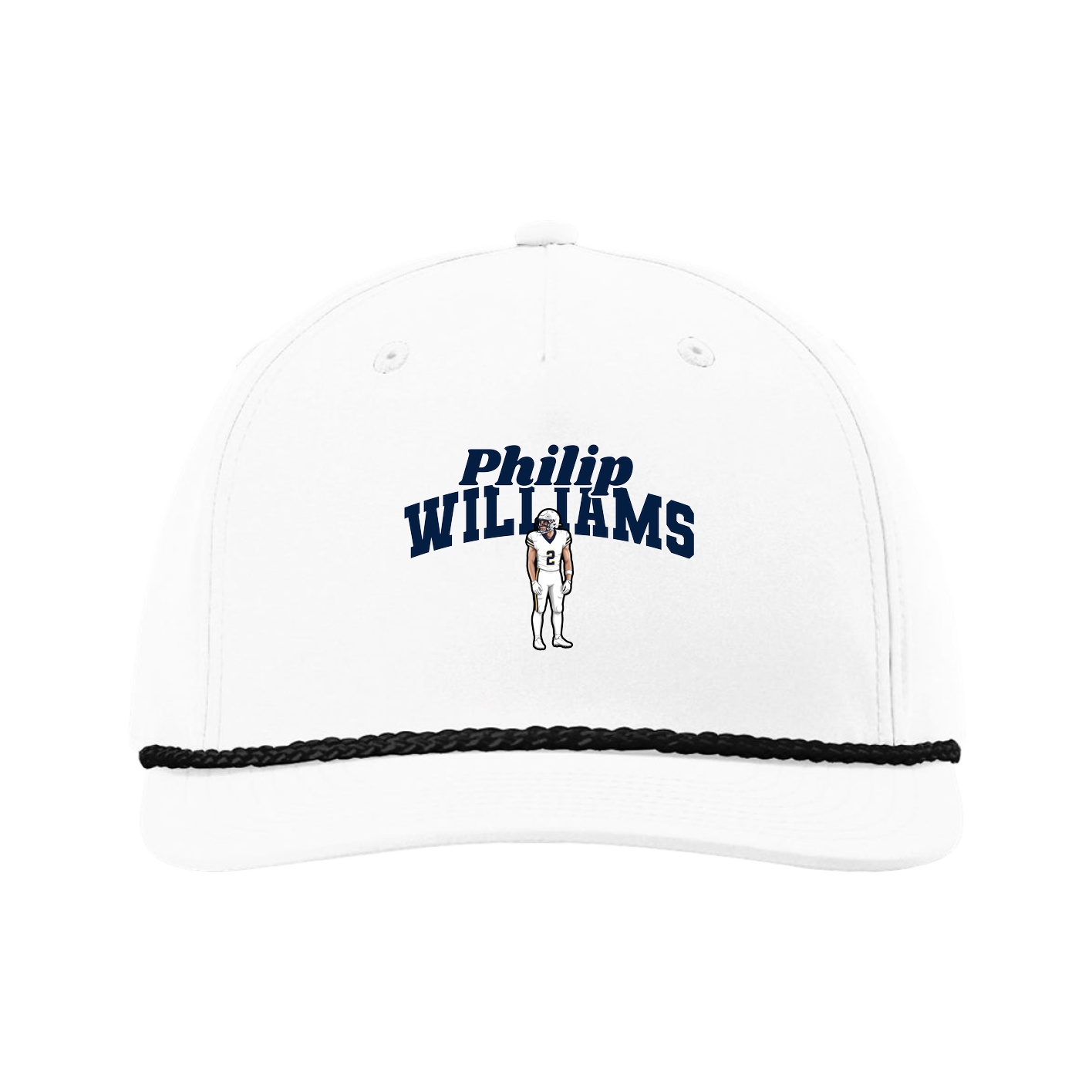 Five-Panel Classic Rope Cap — Signature Arch in White