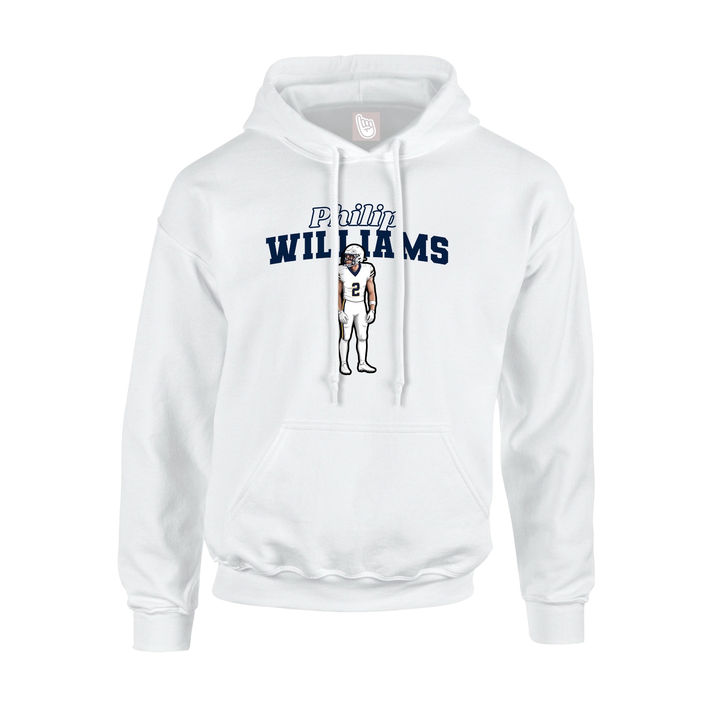 Youth Hoodie — Name Arch in White