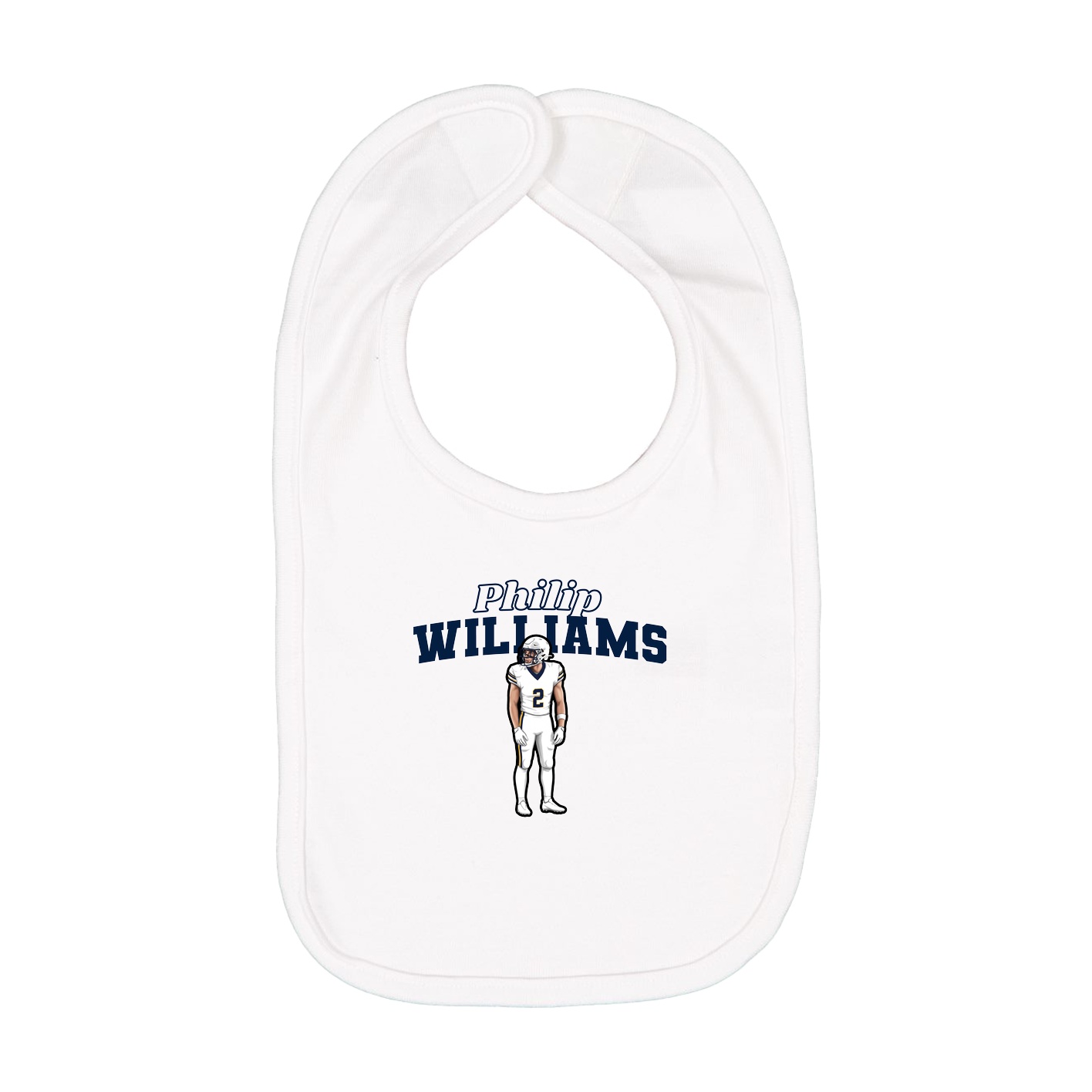 Infant Bib — Name Arch in White