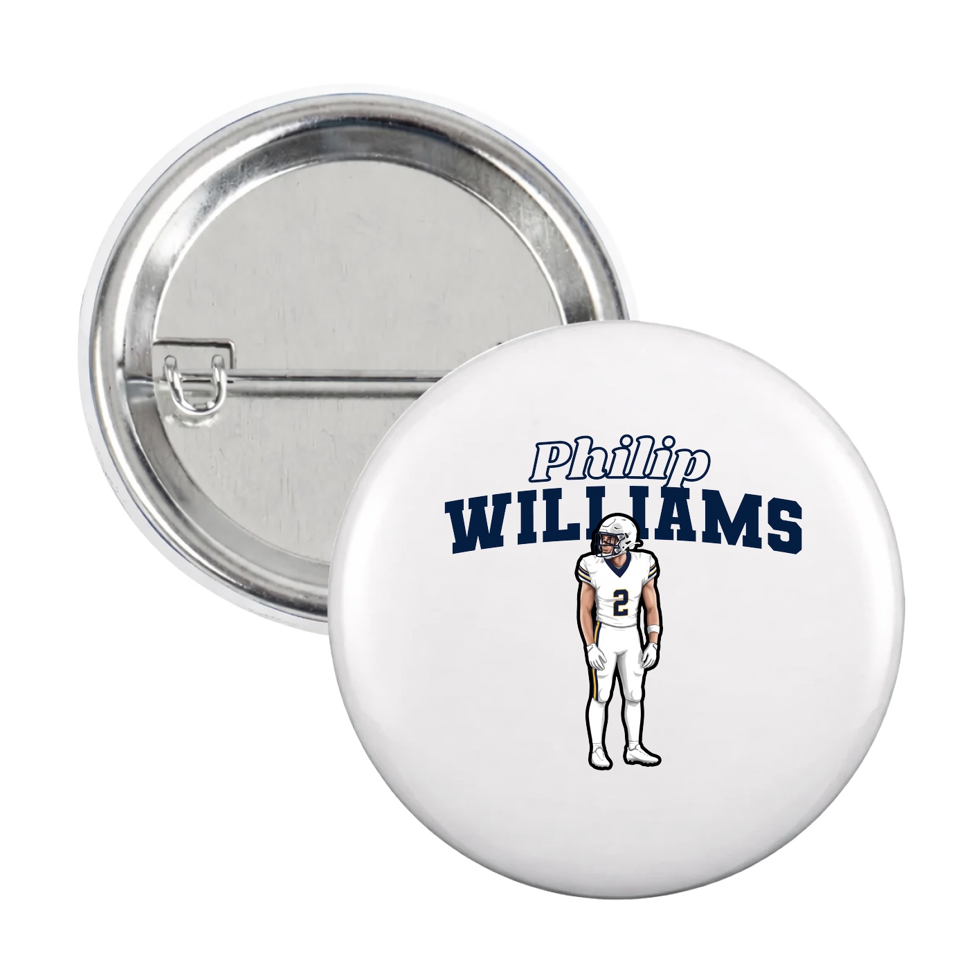 Game Day Button — Name Arch in White