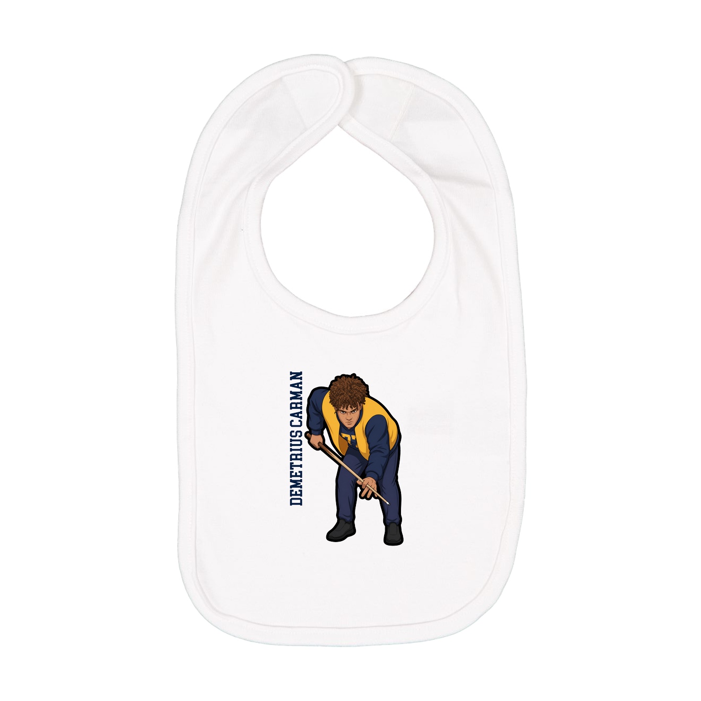 Infant Bib — Name Vertical in White