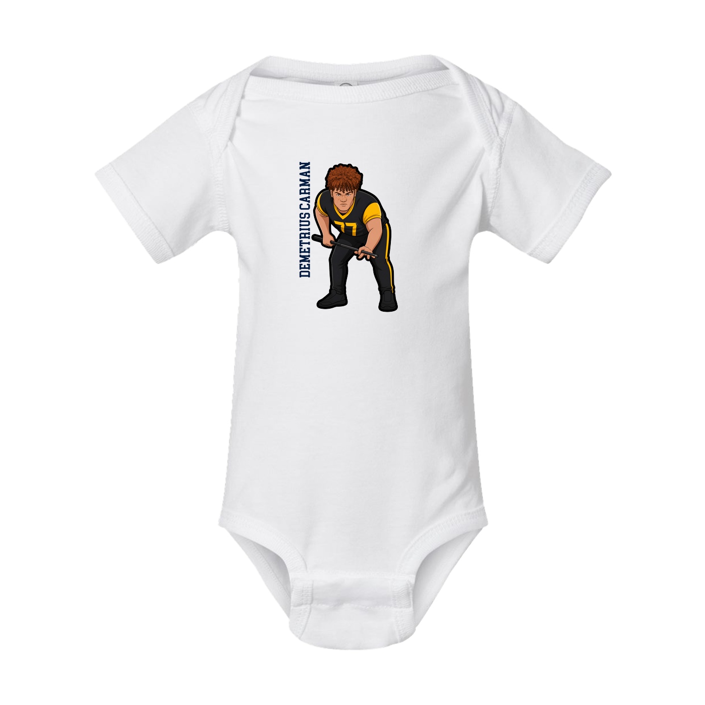 Baby Onesie — Name Vertical in White