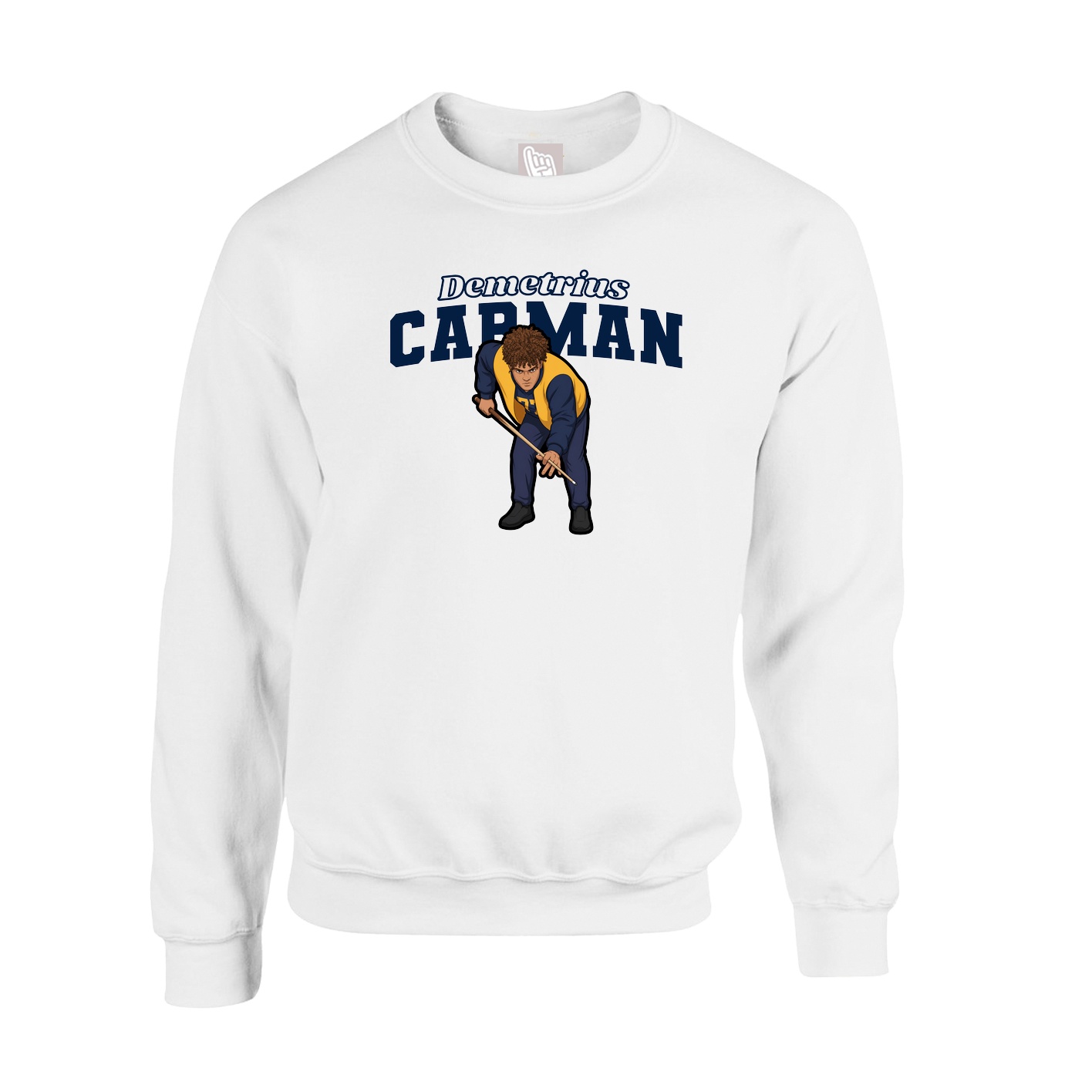 Fleece Crew — Name Arch in White