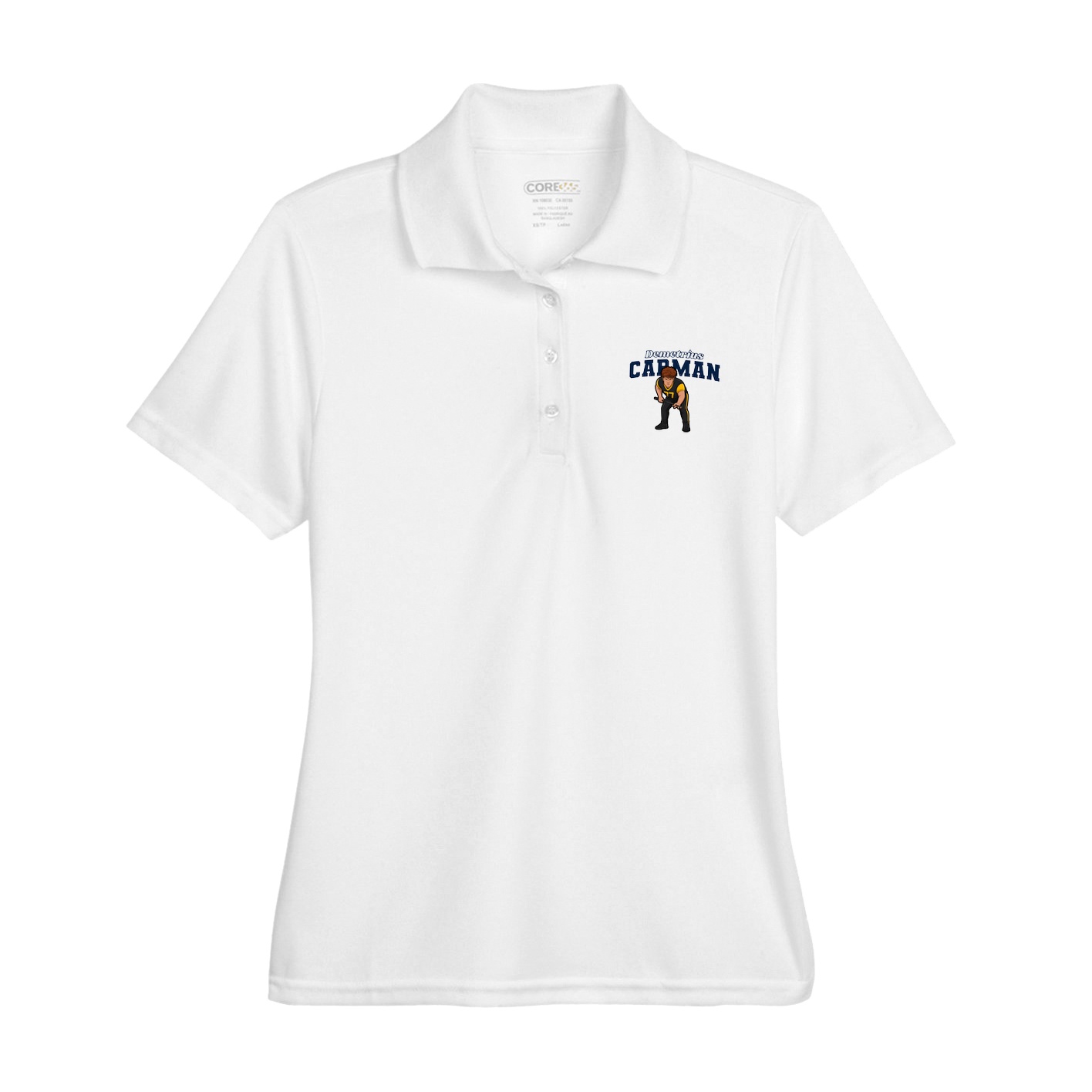 Womens Performance Polo — Name Arch in White