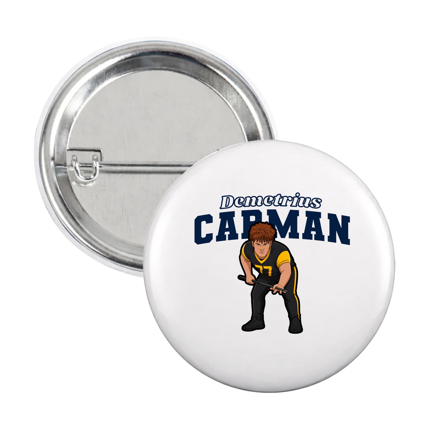 Game Day Button — Name Arch in White