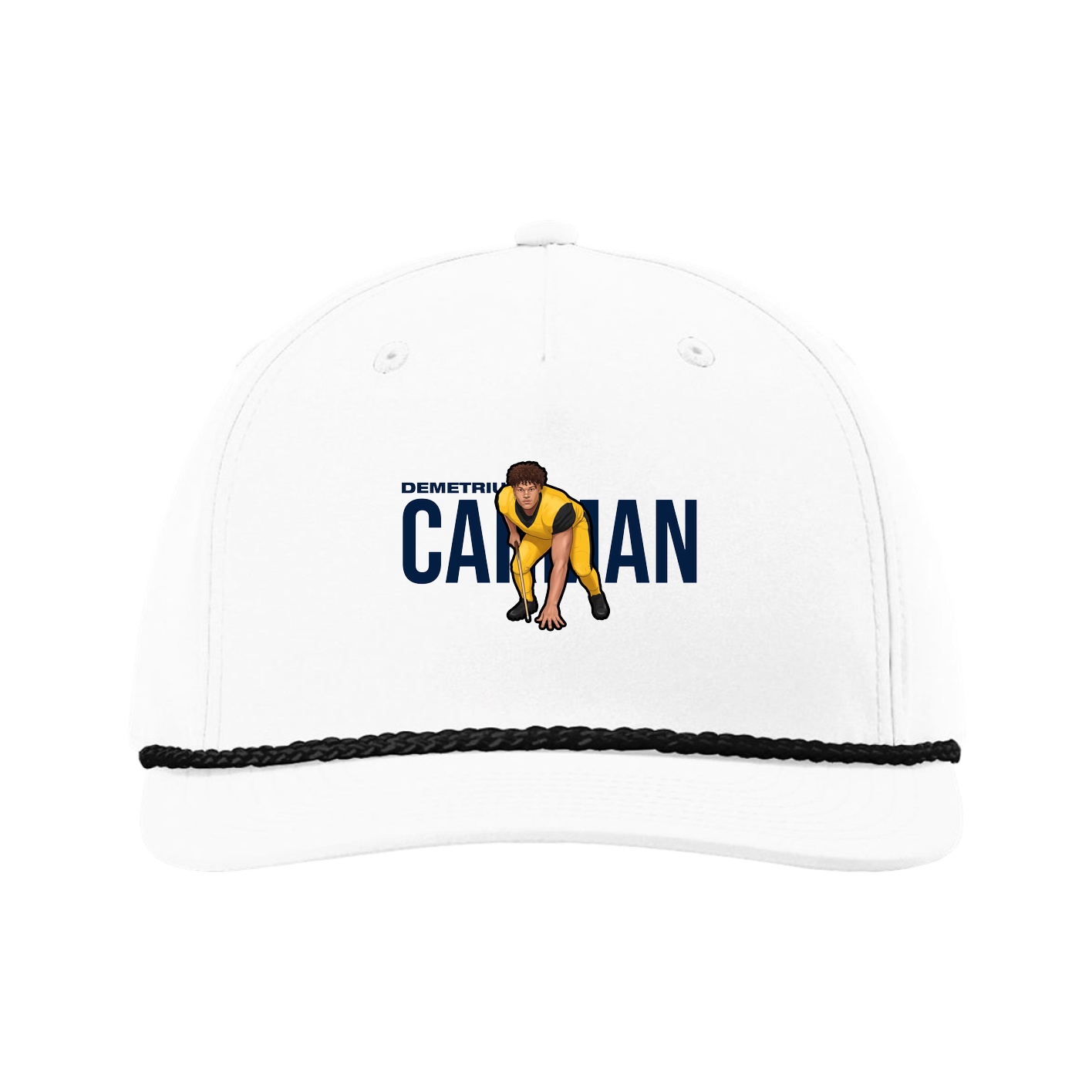 Five-Panel Classic Rope Cap — Player Name in White