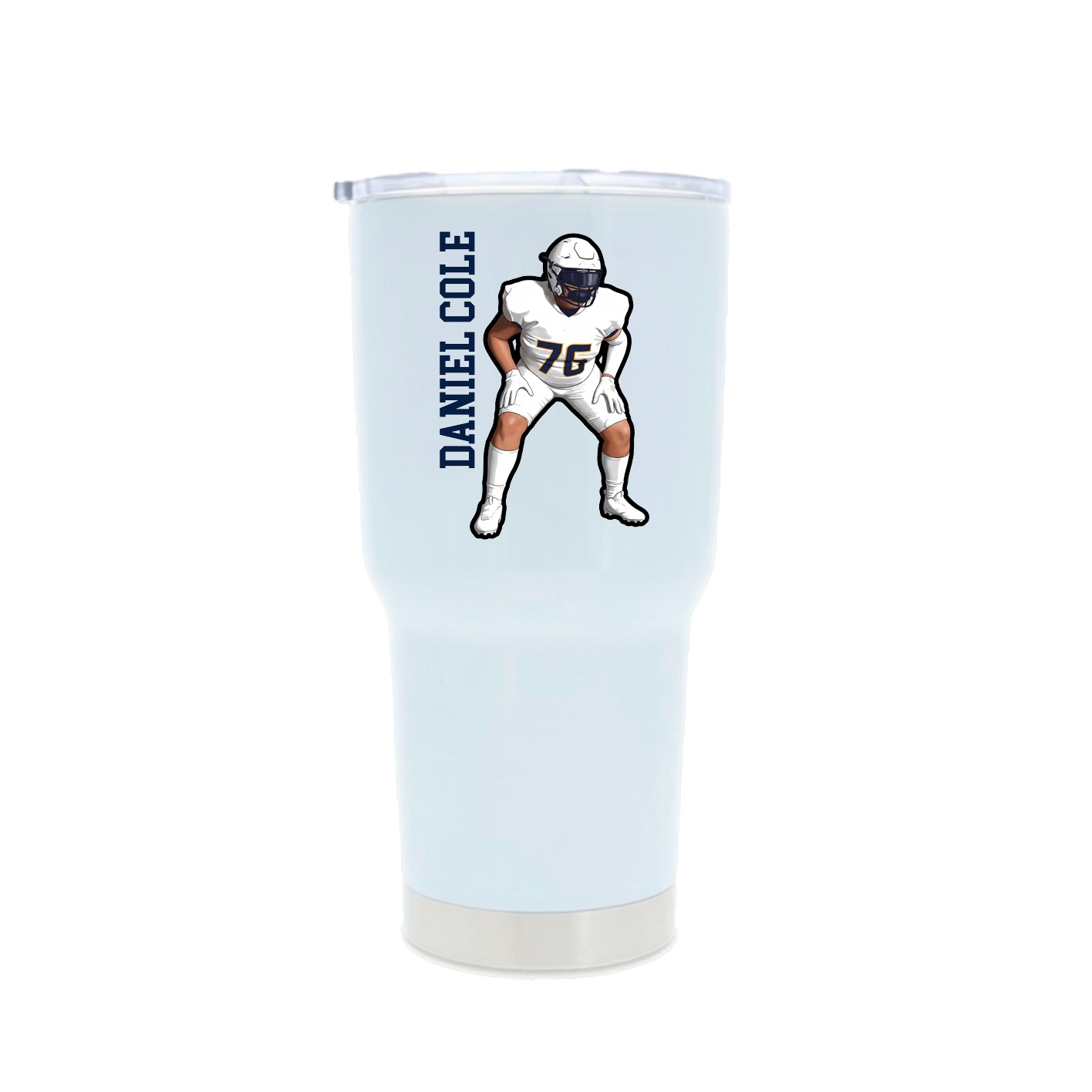 30oz Stainless Steel Tumbler — Name Vertical in White