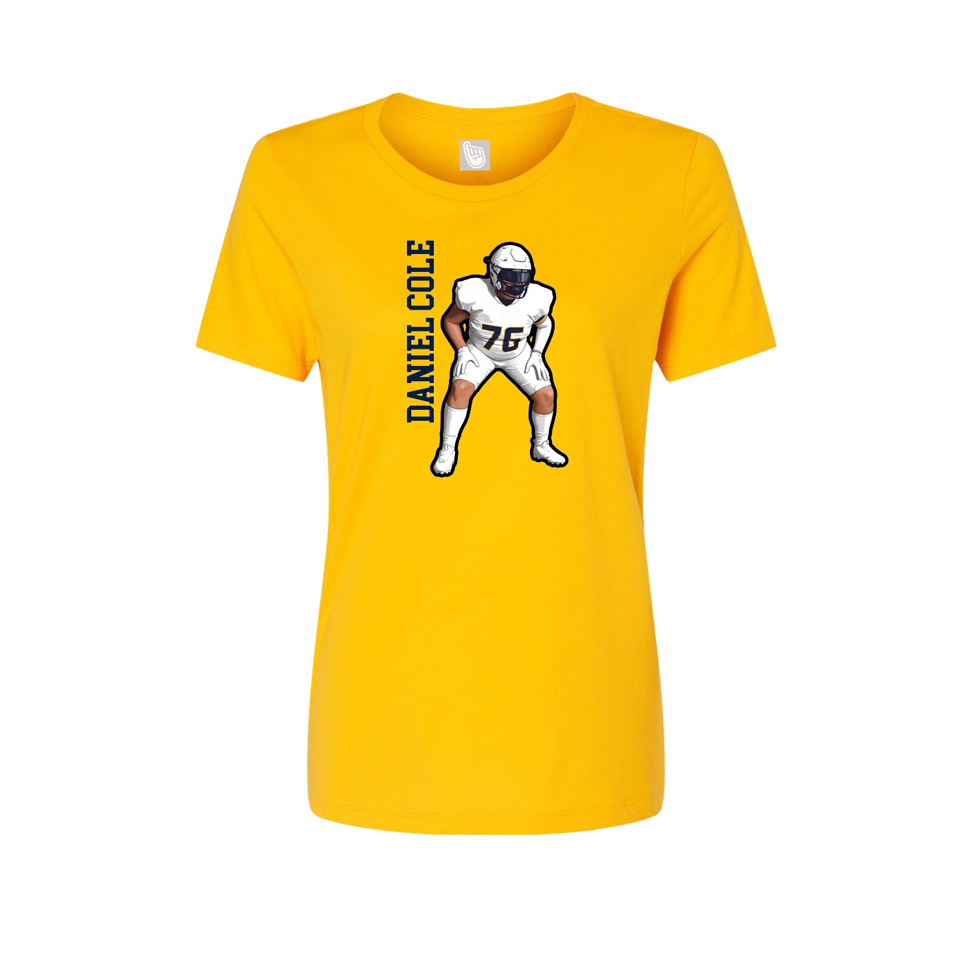 Fitted Women's Tee — Name Vertical in Gold