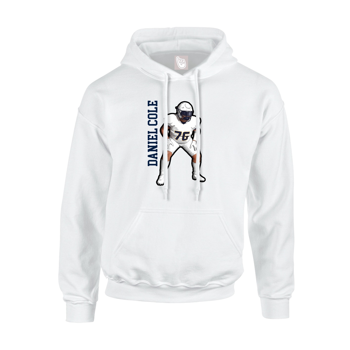 Youth Hoodie — Name Vertical in White