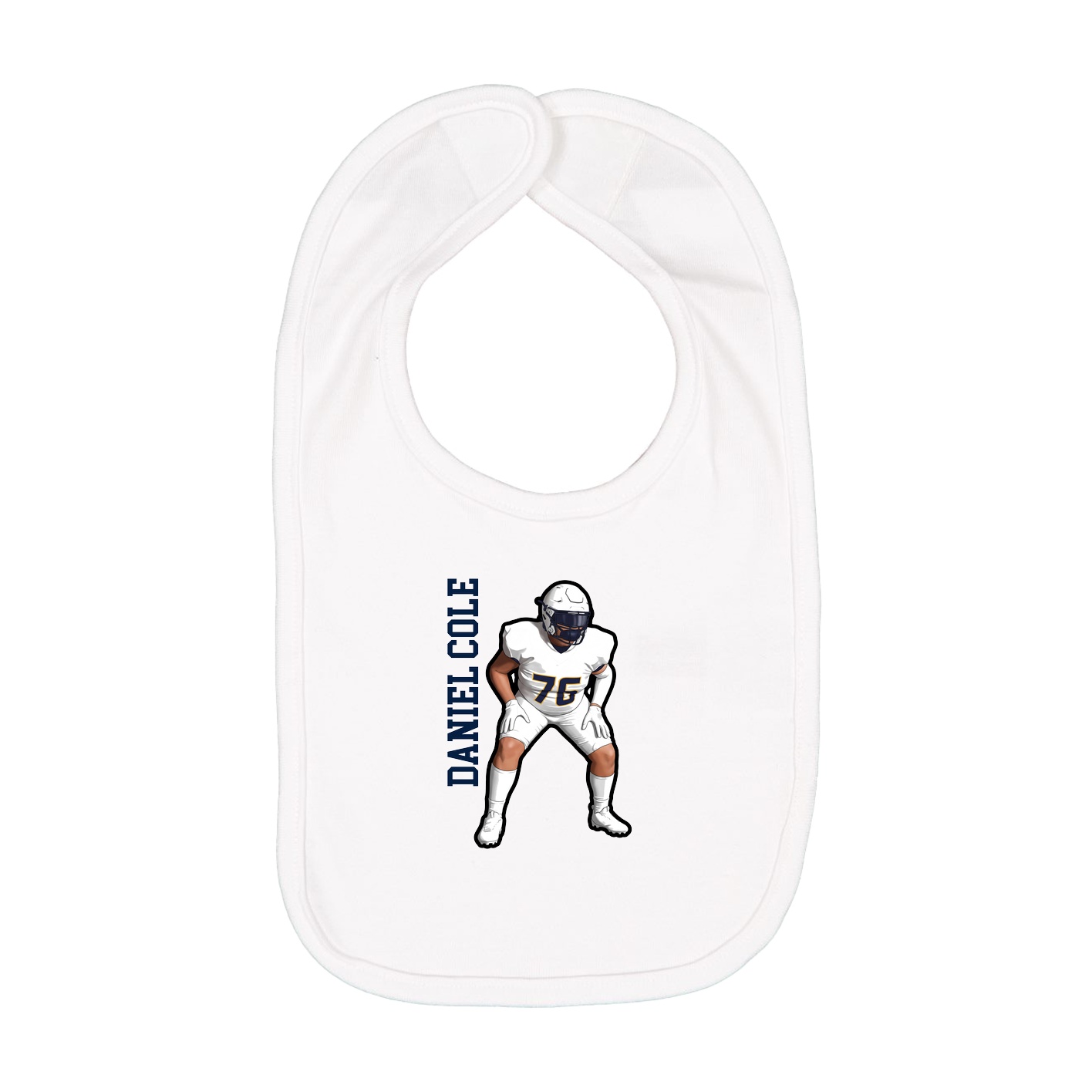 Infant Bib — Name Vertical in White