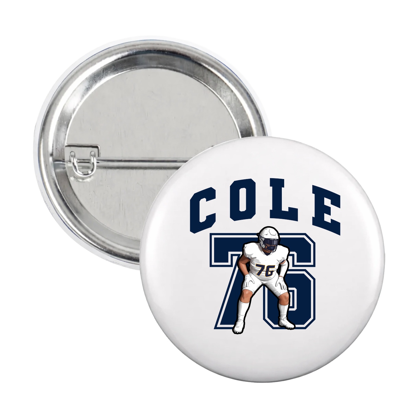 Game Day Button — Number in White