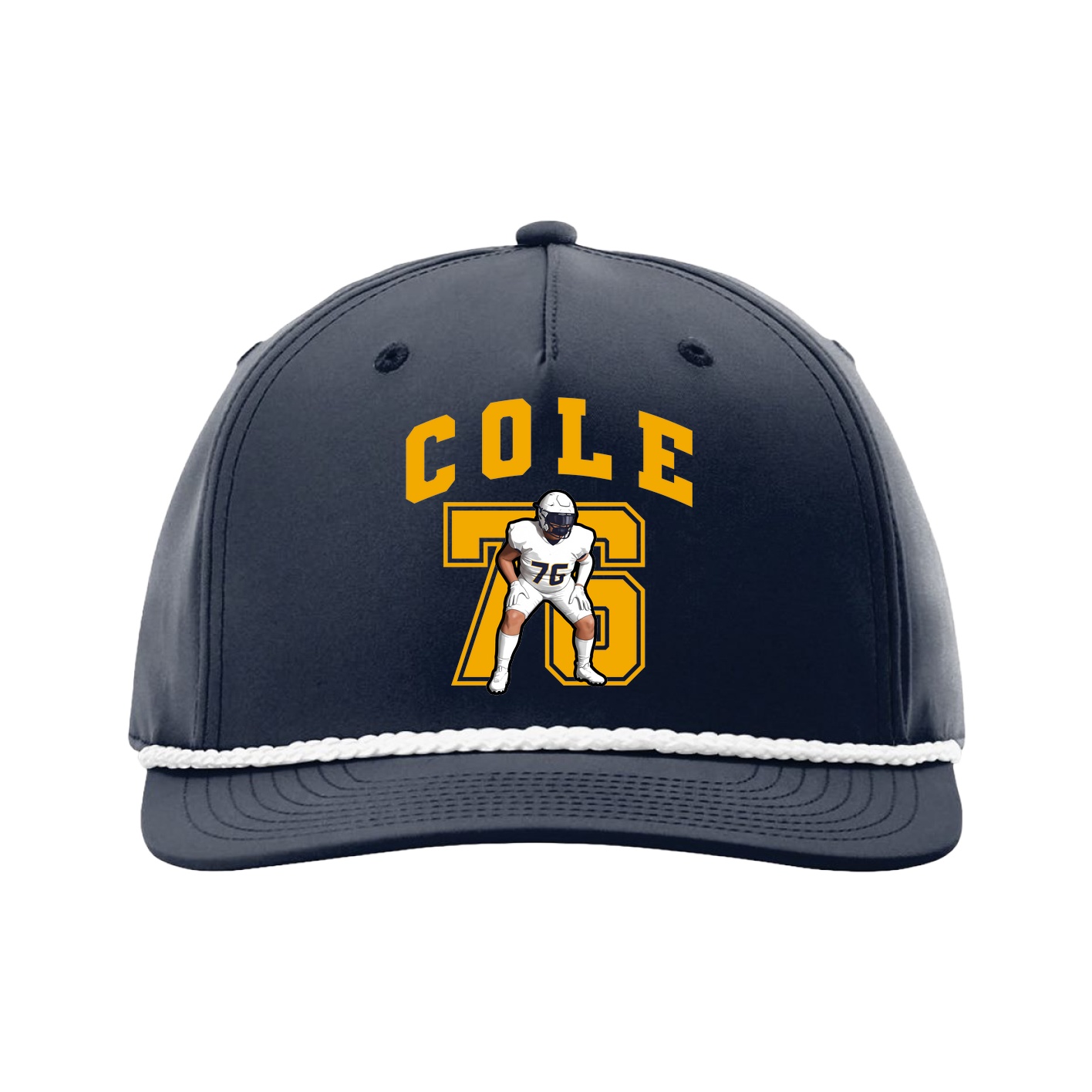 Five-Panel Classic Rope Cap — Number in Navy