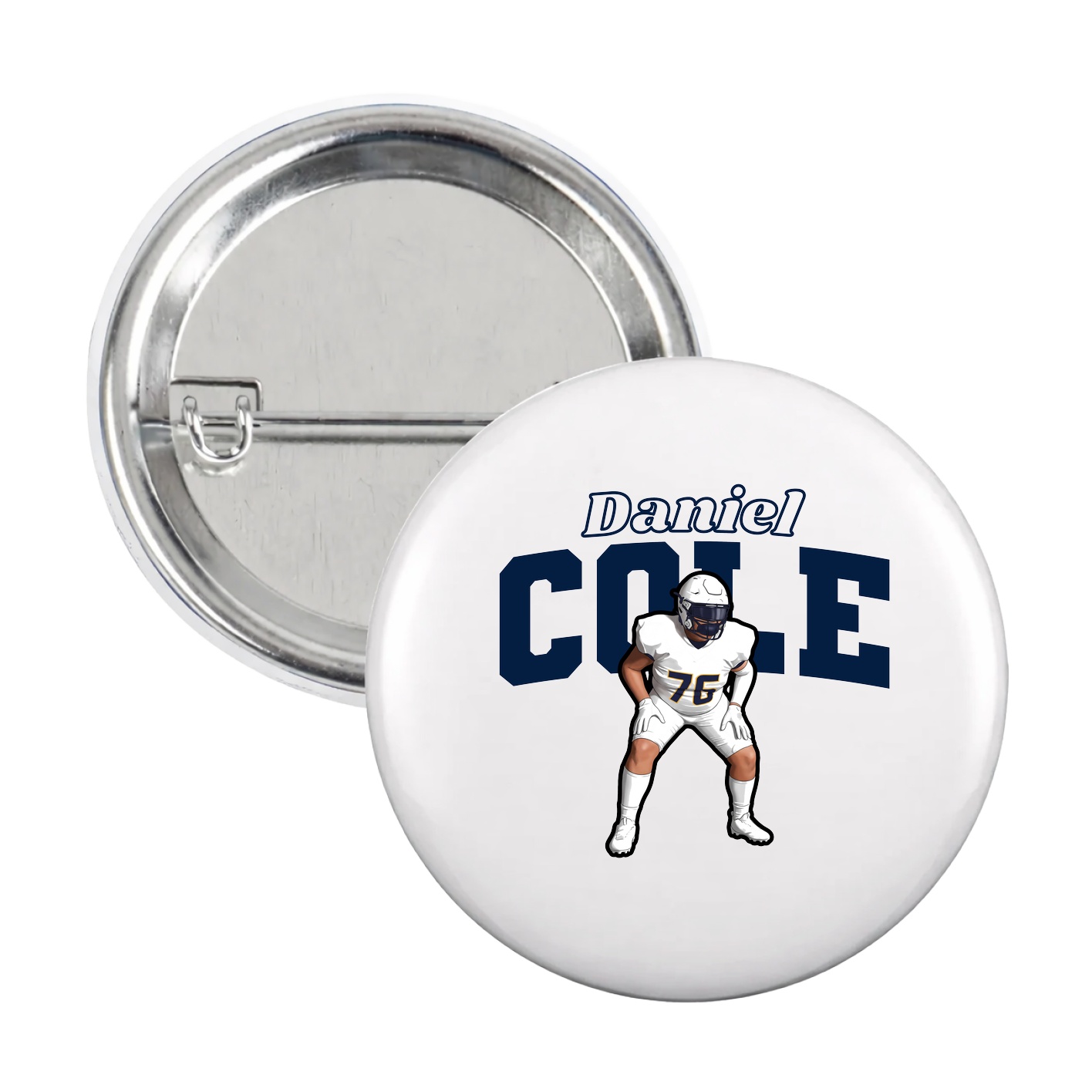 Game Day Button — Name Arch in White
