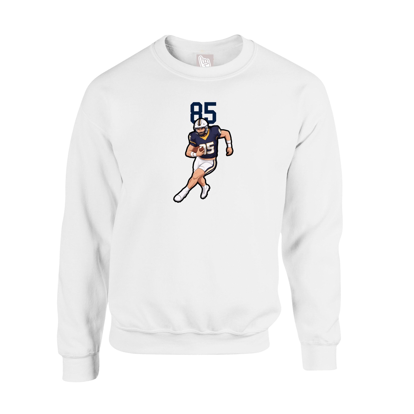 Fleece Crew — Number Top in White