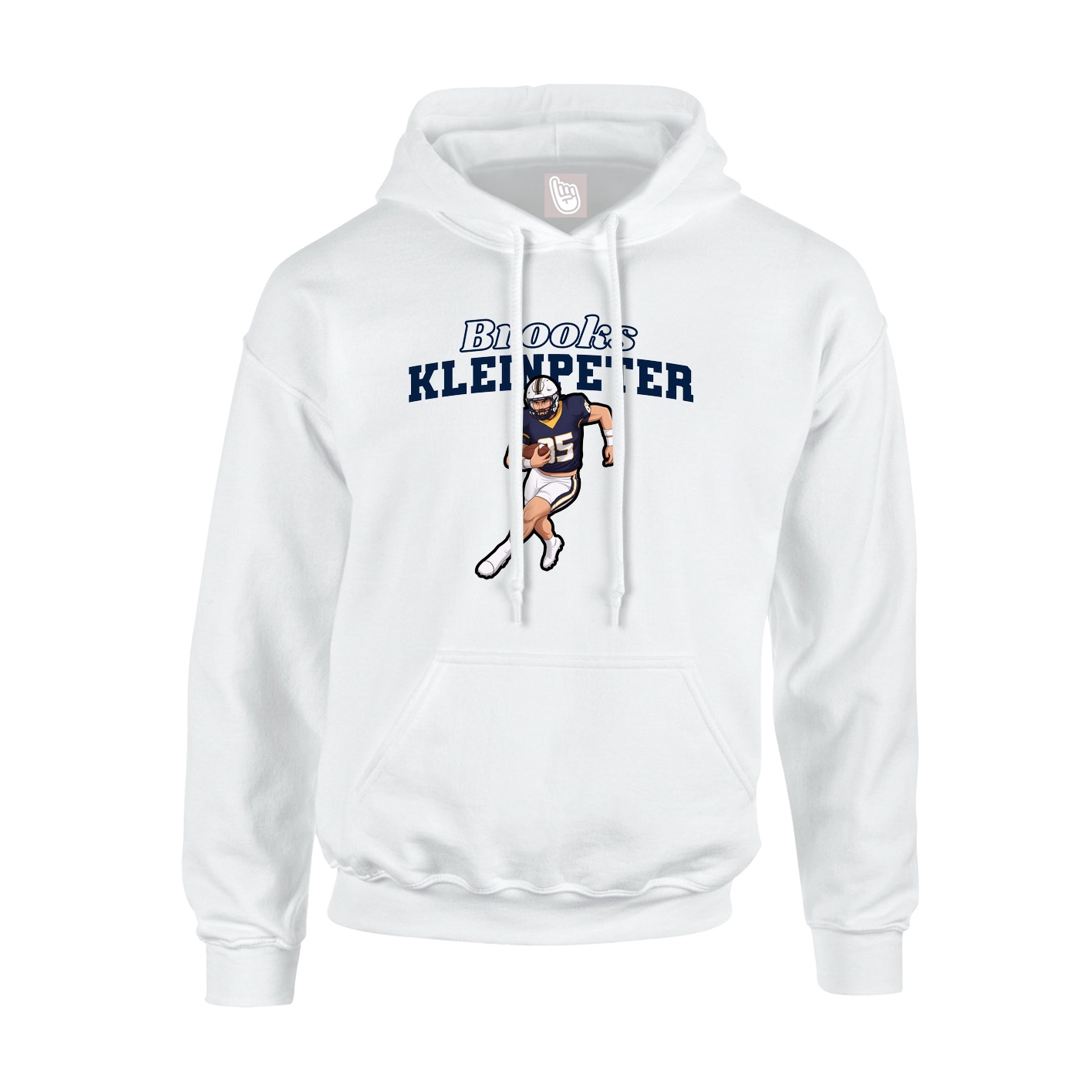 Youth Hoodie — Name Arch in White