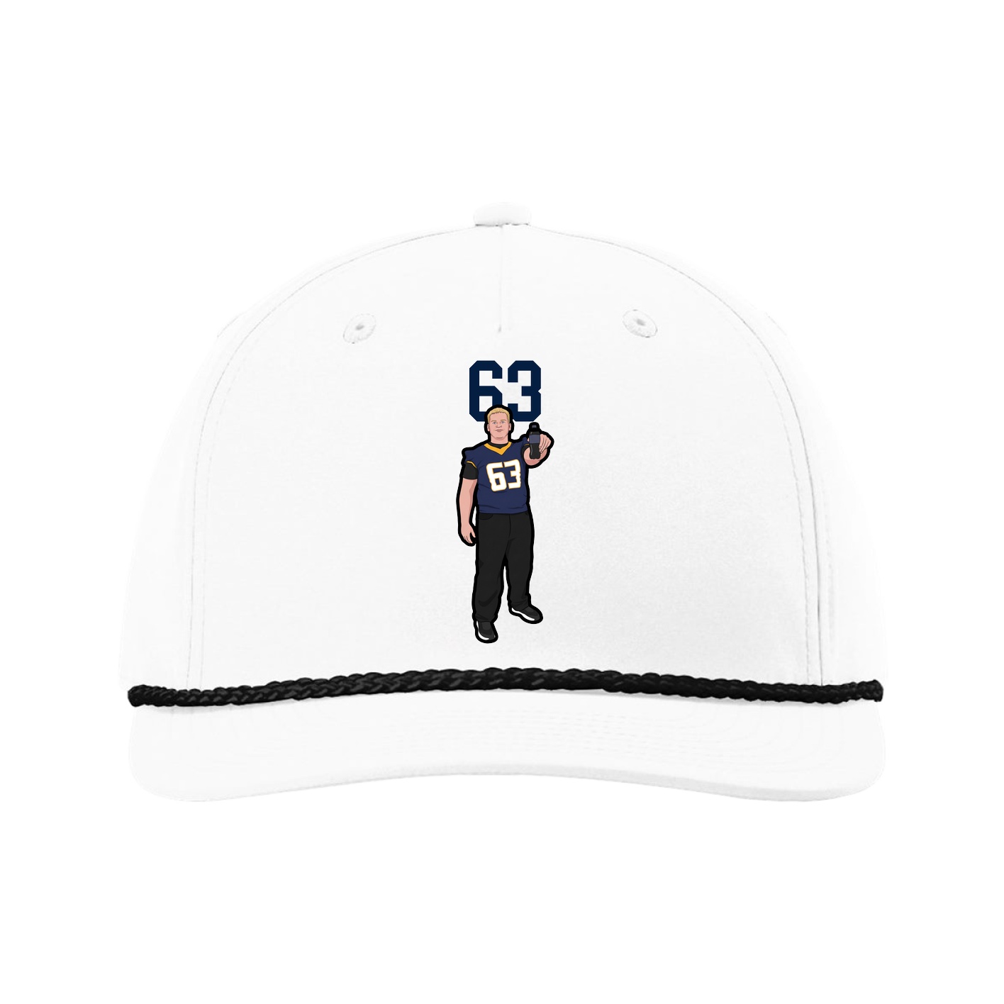 Five-Panel Classic Rope Cap — Number Top in White