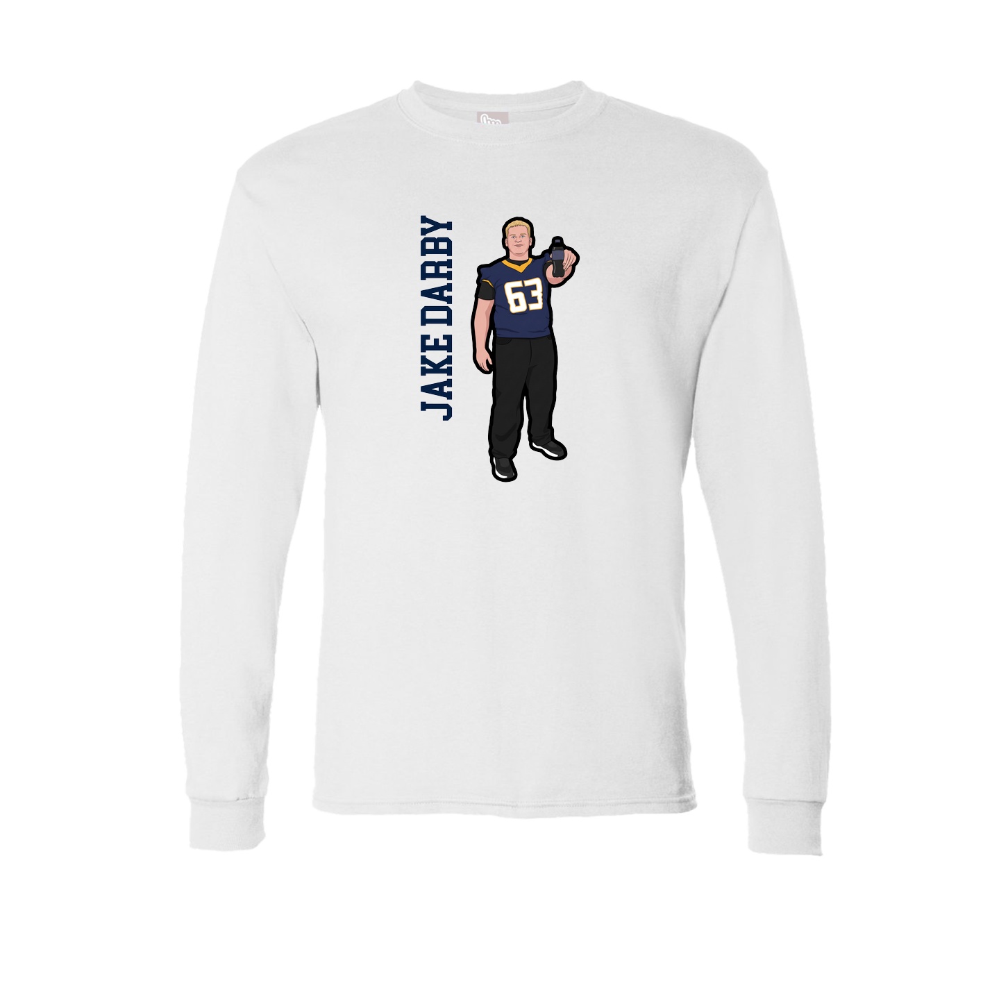 Long Sleeve Tee — Name Vertical in White