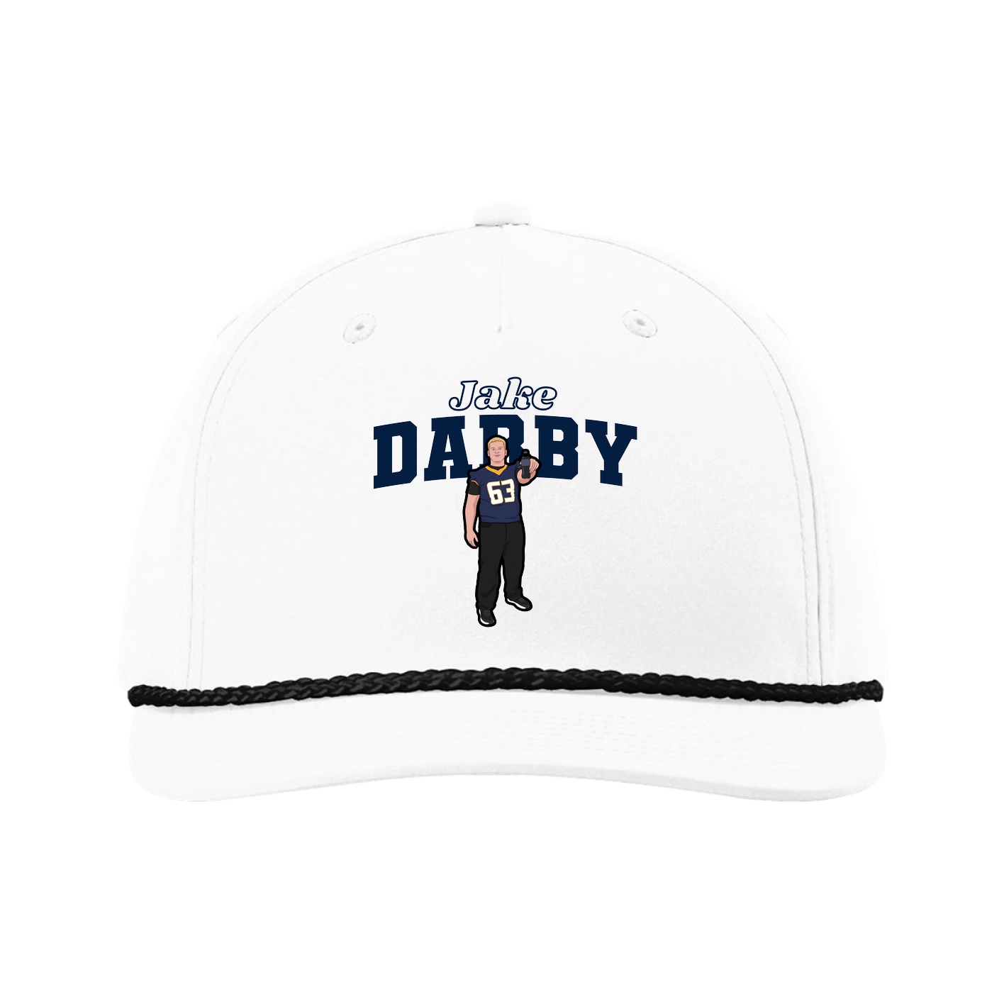 Five-Panel Classic Rope Cap — Name Arch in White