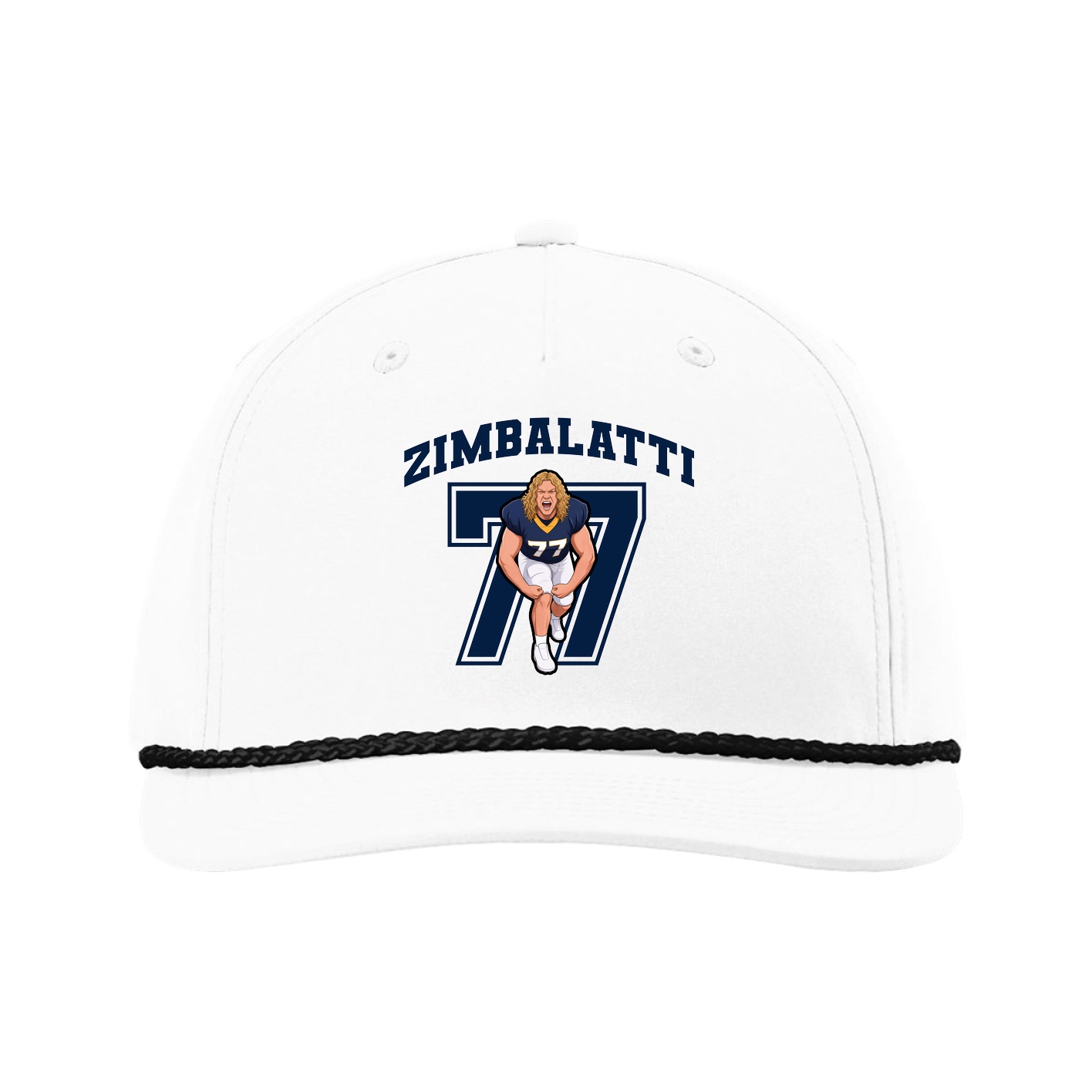 Five-Panel Classic Rope Cap — Number in White
