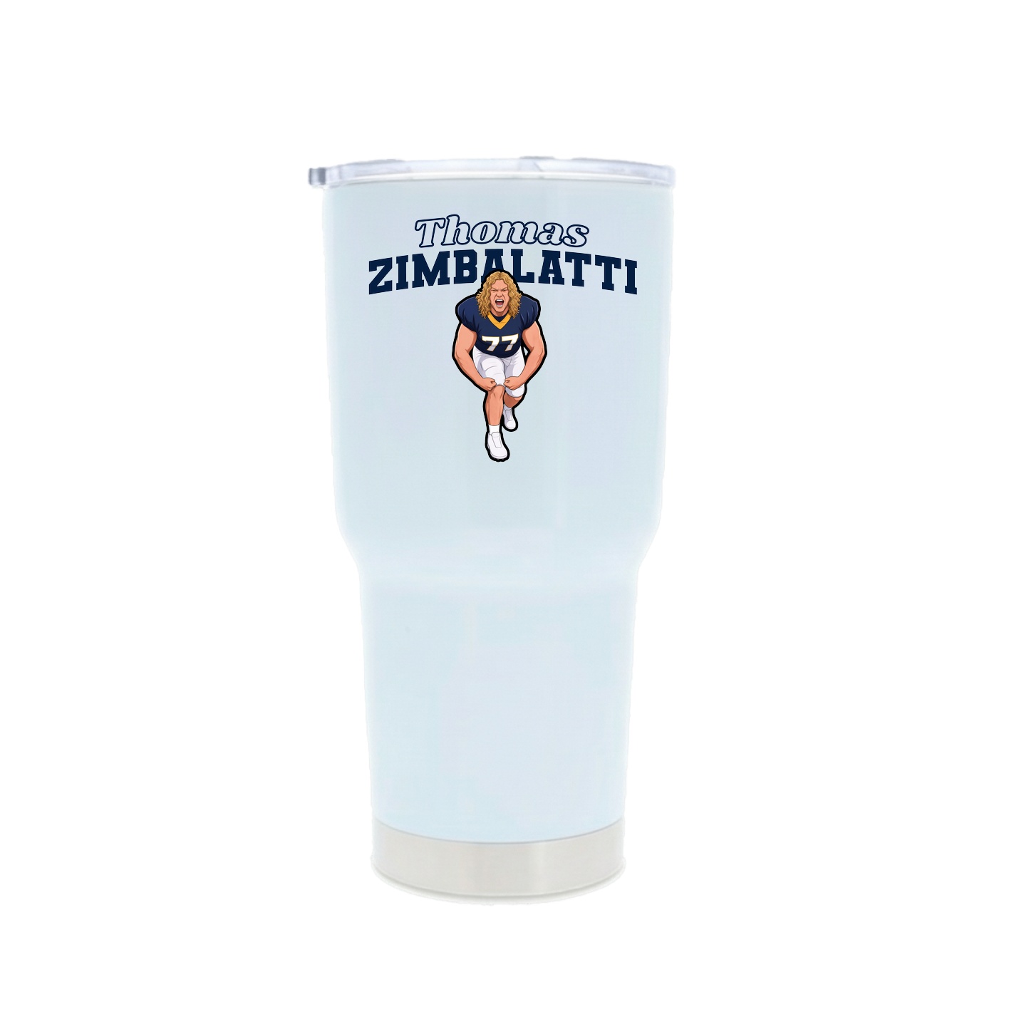 30oz Stainless Steel Tumbler — Name Arch in White