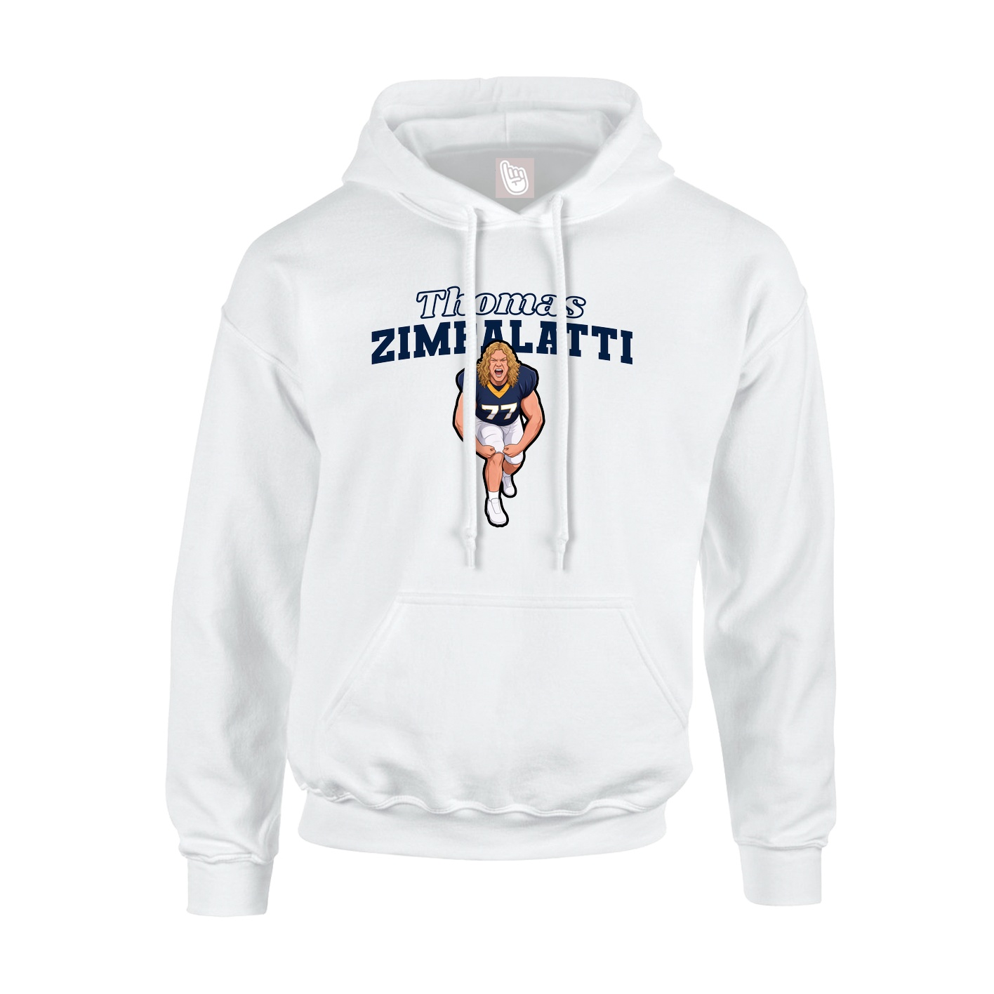 Youth Hoodie — Name Arch in White