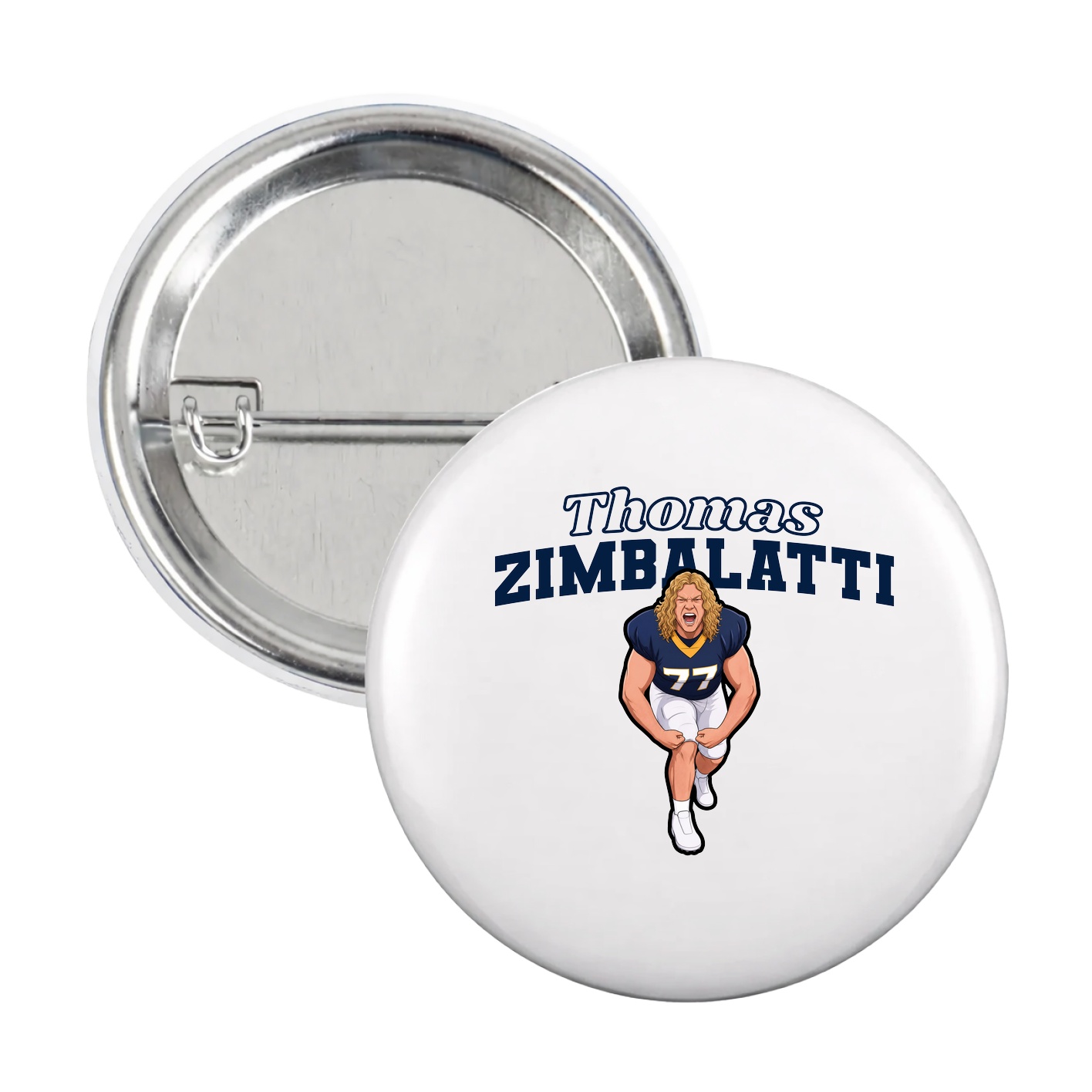 Game Day Button — Name Arch in White