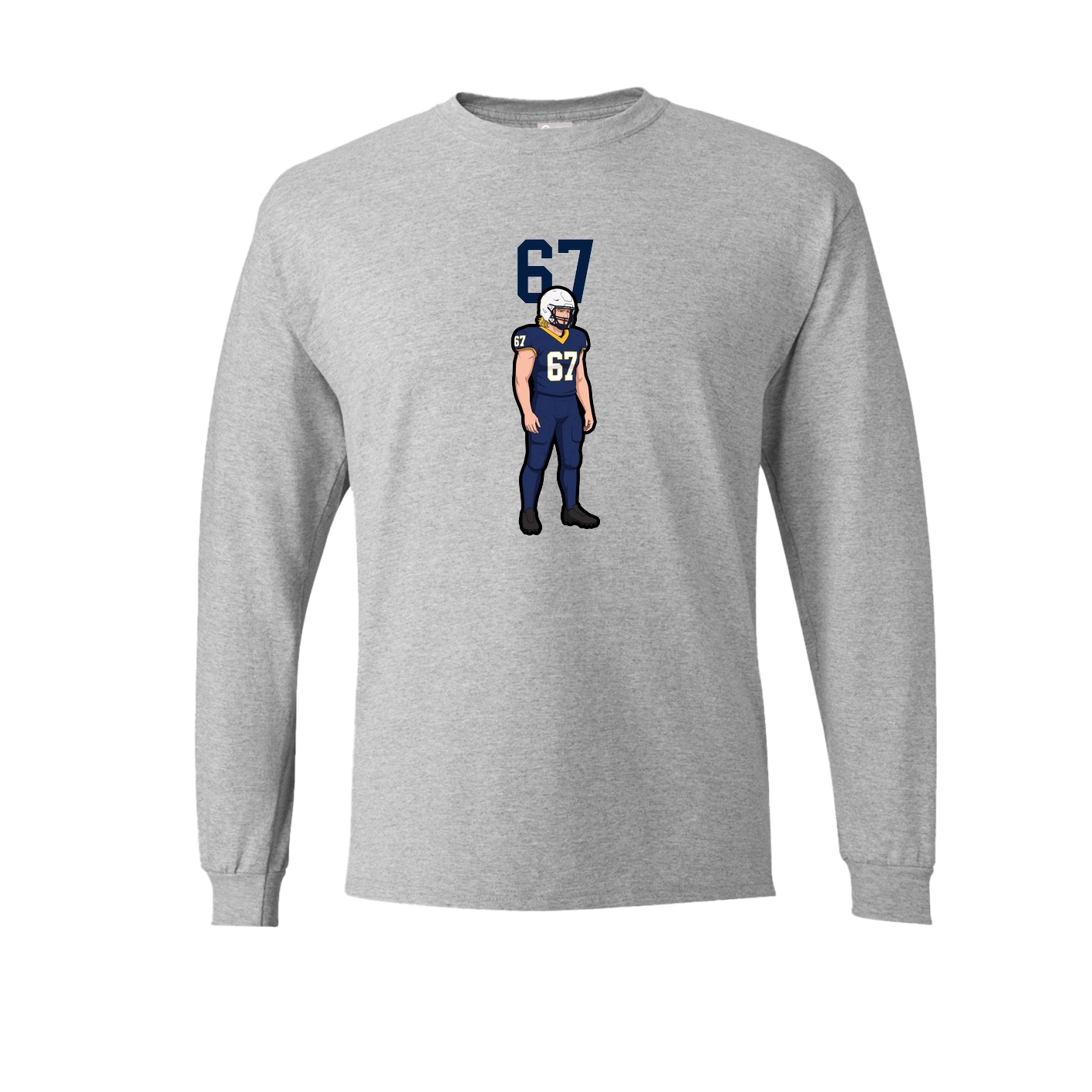 Long Sleeve Tee — Number Top in Grey