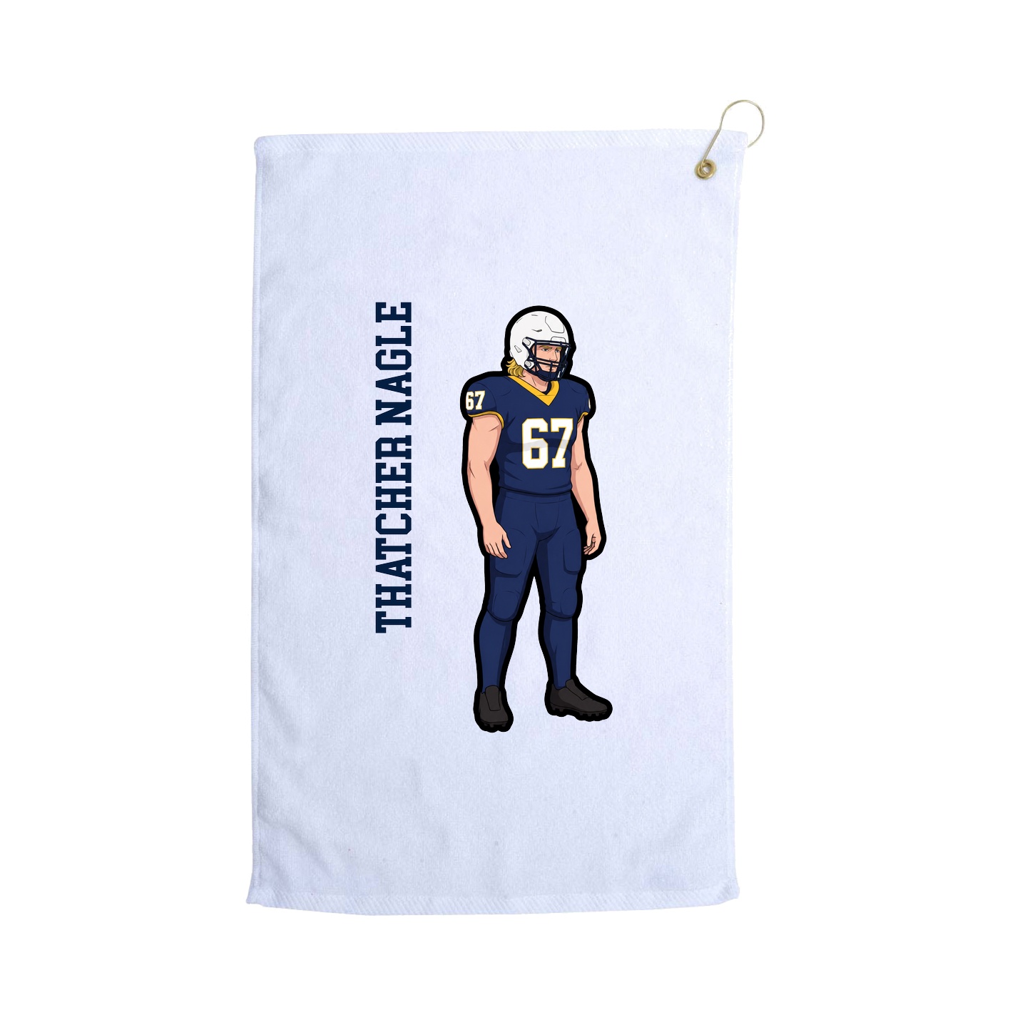 Golf Towel — Name Vertical in White