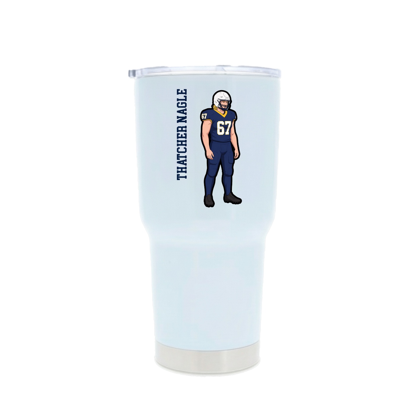 30oz Stainless Steel Tumbler — Name Vertical in White